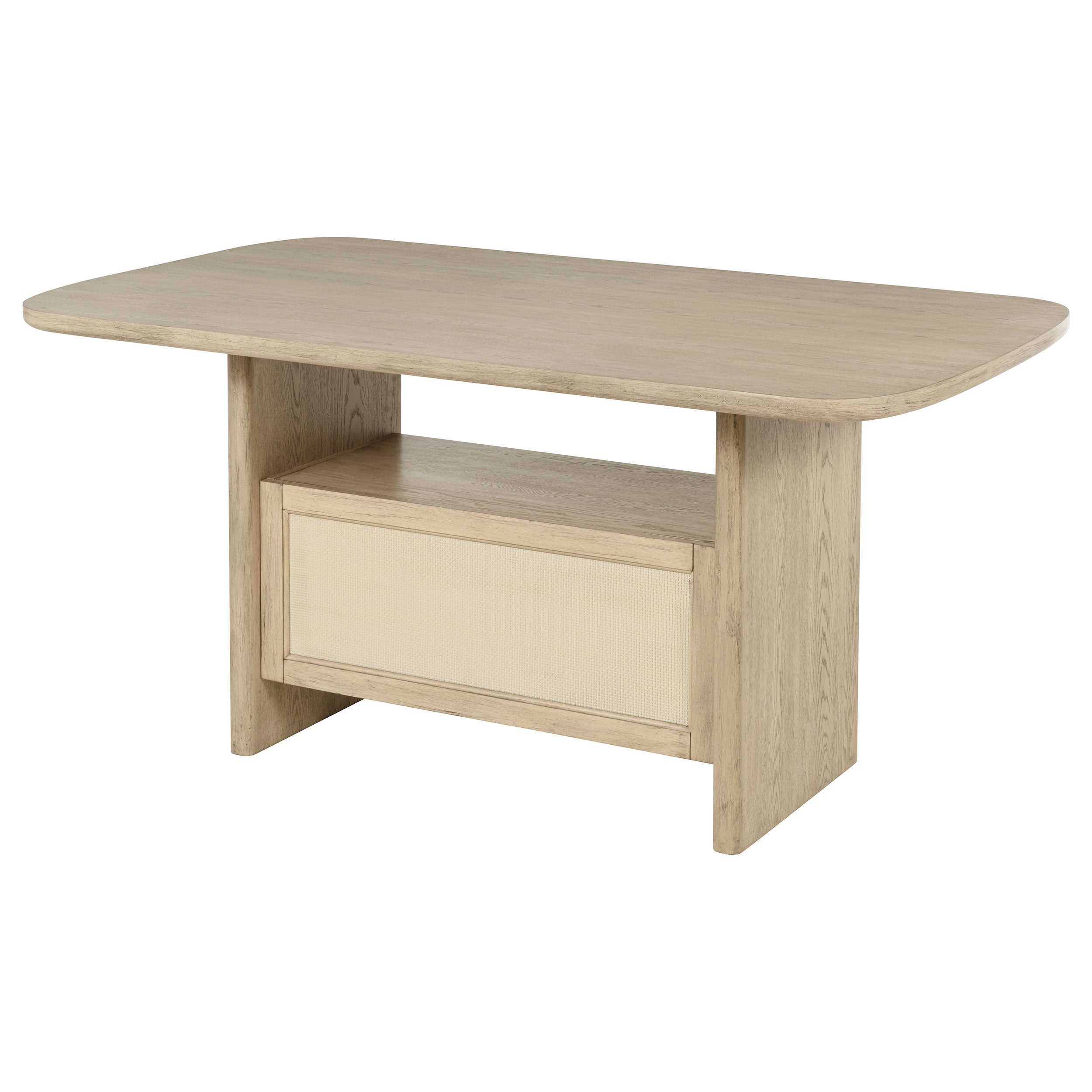 Kailani Cane Counter Height Storage Dining Table Beige Oak — view 9