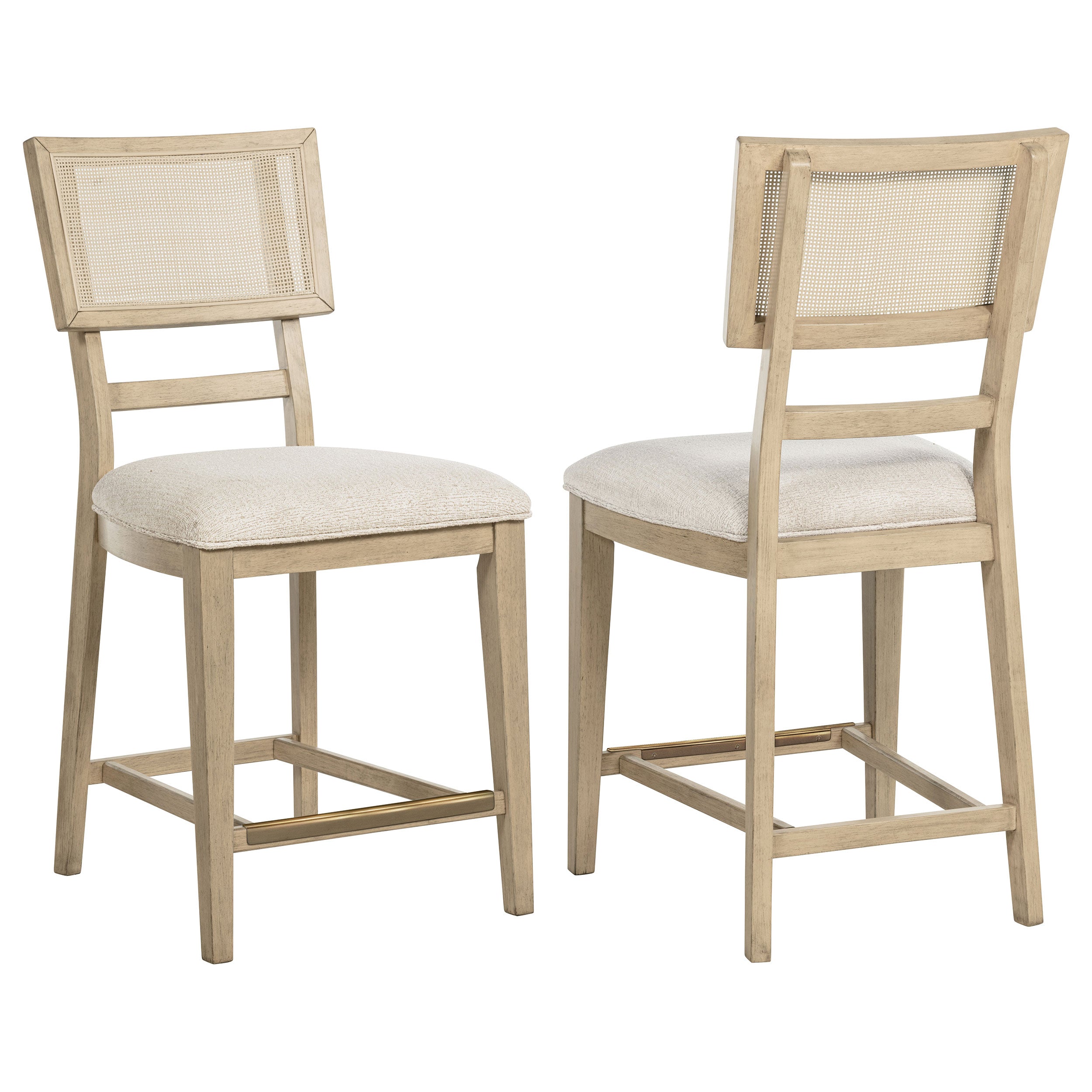 Kailani Rattan Cane Counter Side Chair Beige Oak (Set of 2) — view 1