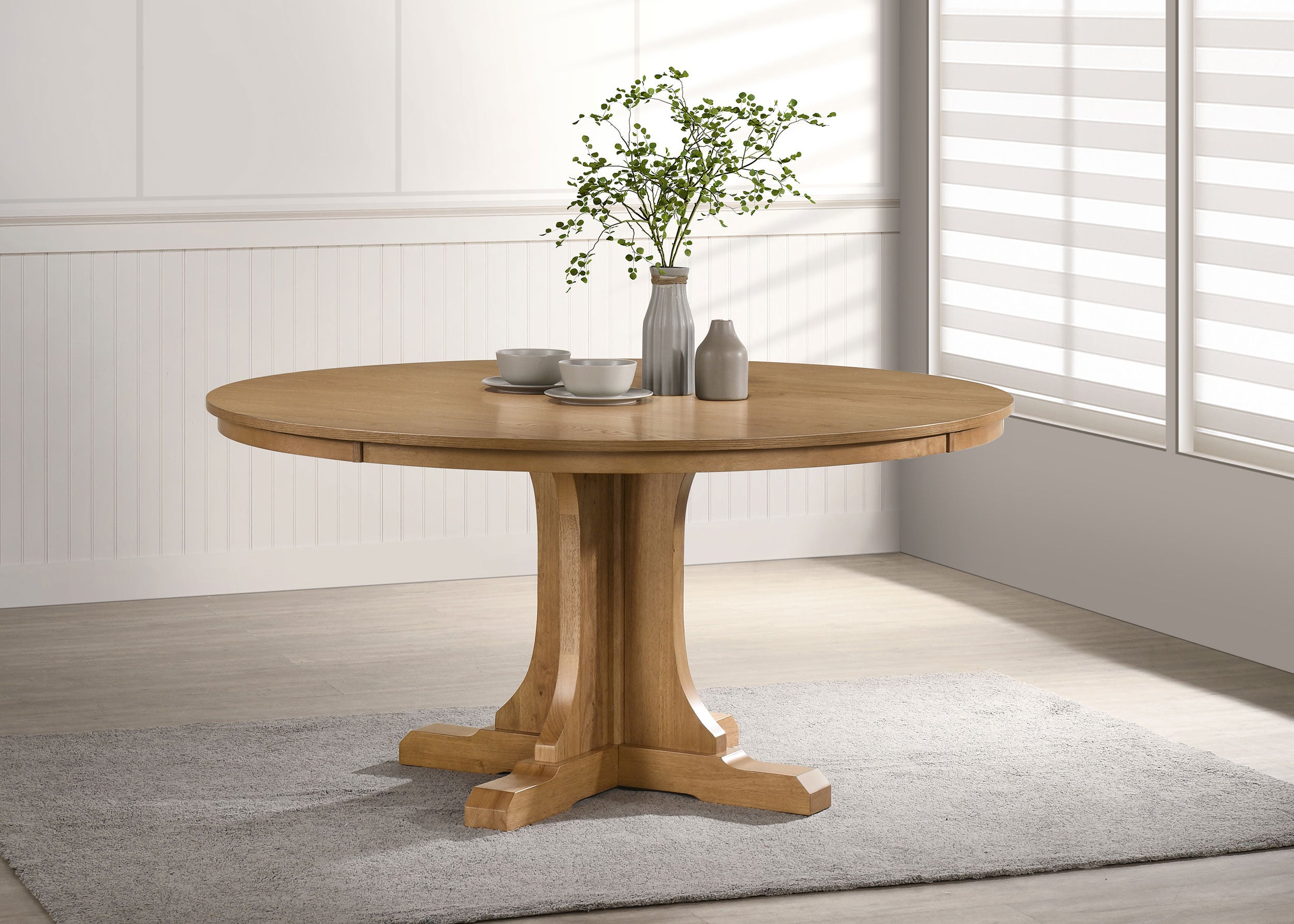 Hartville 60-inch Round Dining Table Natural Light Brown — view 2