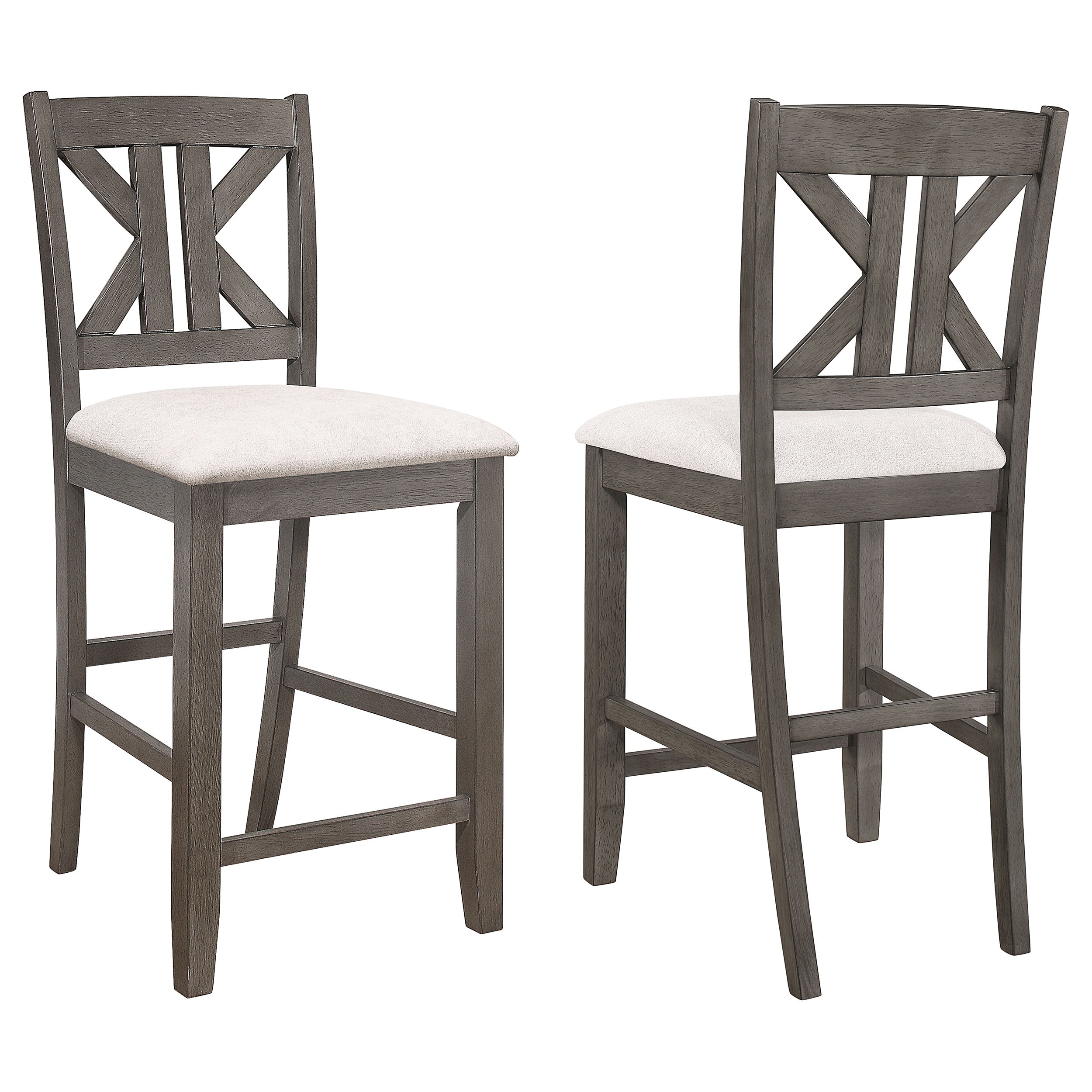 Athens Wood Counter Chair with Cushion Barn Grey (Set of 2) — view 1