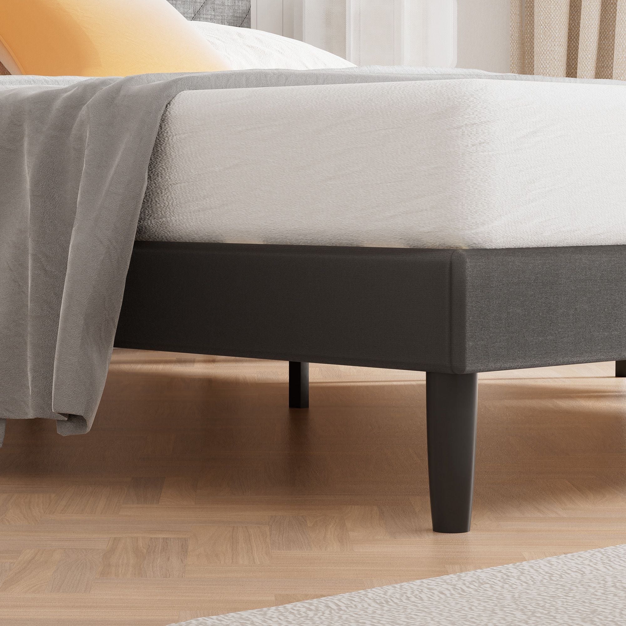 Upholstered Queen Size Bed Frame Platform with High-Adjustable Headboard and Solid Wood Slats Support, Strong Weight Capacity, Non-Slip and Noise-Free,No Box Spring Needed, Easy Assembly, Grey - Atlantic Fine Furniture Melbourne FL