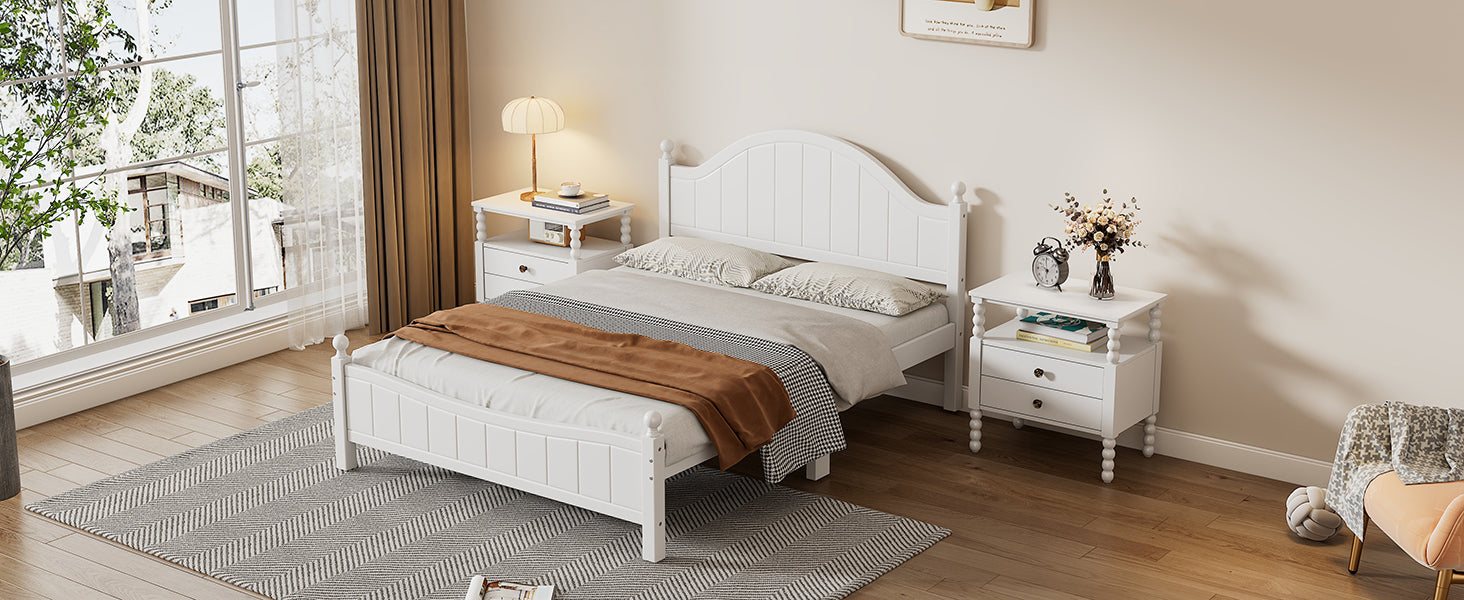 Traditional Concise Style White Solid Wood Platform Bed, No Need Box Spring, Full(Old SKU:WF295732AAA) - Atlantic Fine Furniture Melbourne FL