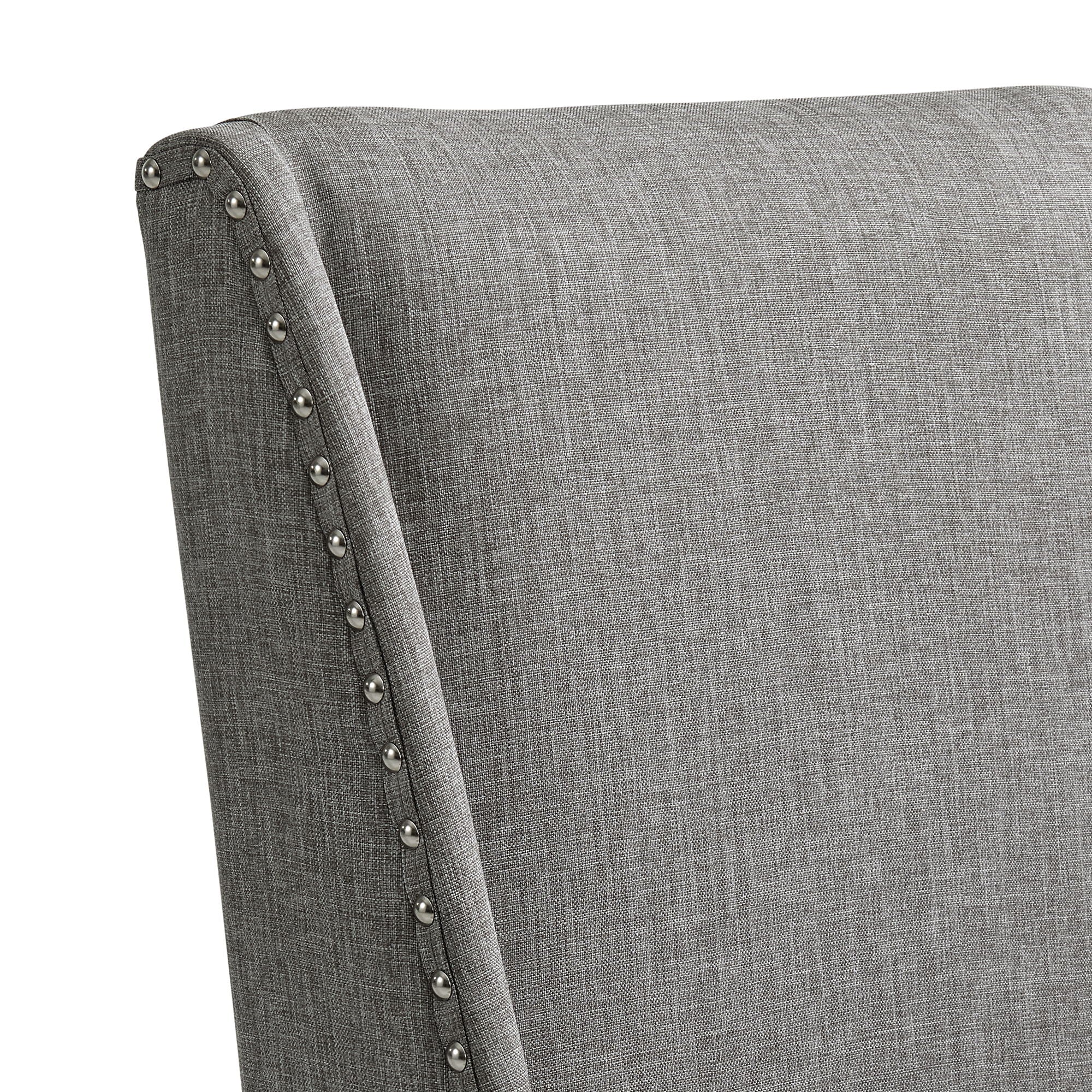 Everdeen - Side Chair With Gray Fabric and Nail Heads (Set of 2) - Charcoal