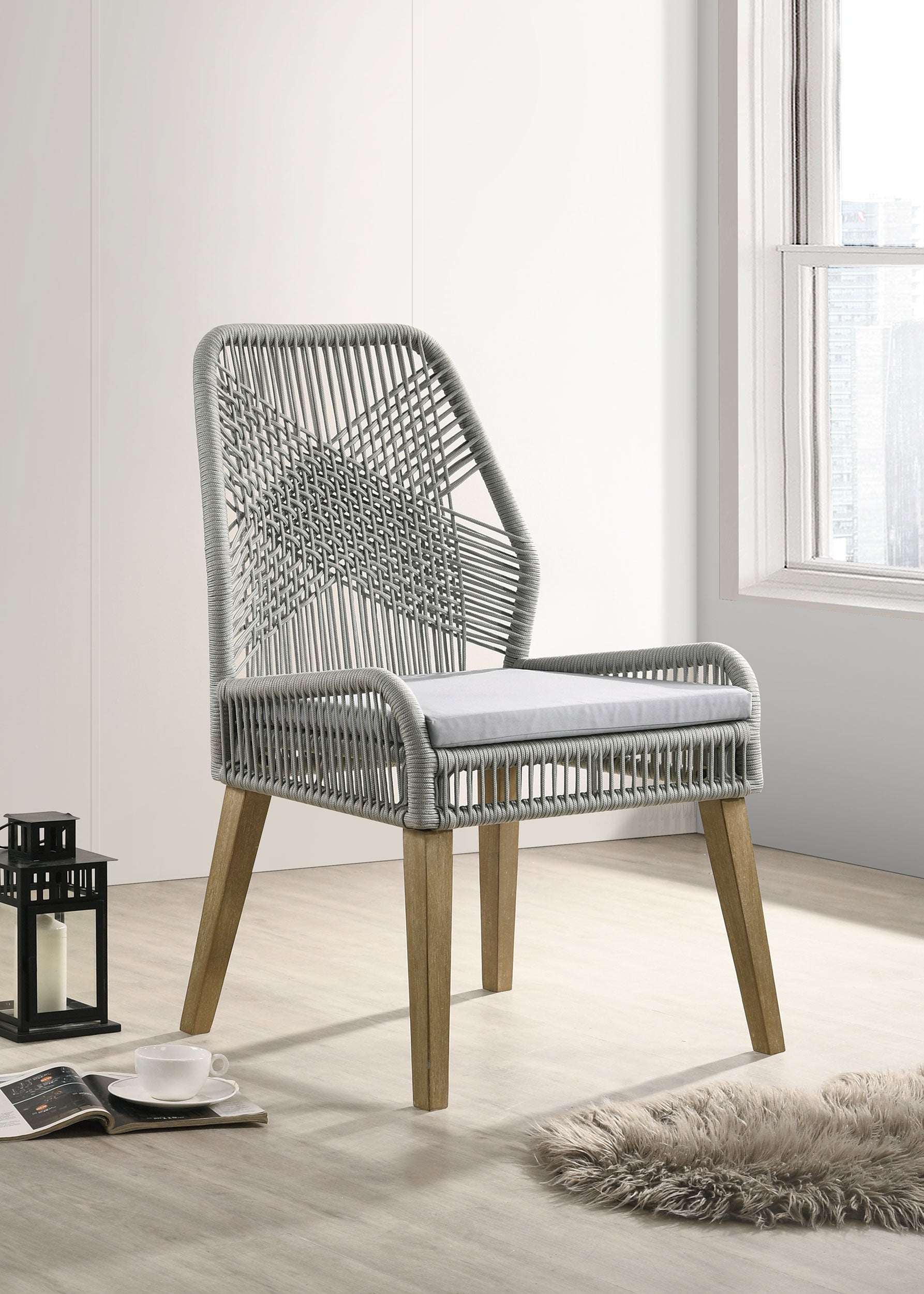 Nakia Woven Rope Dining Side Chairs Grey (Set of 2) — view 2