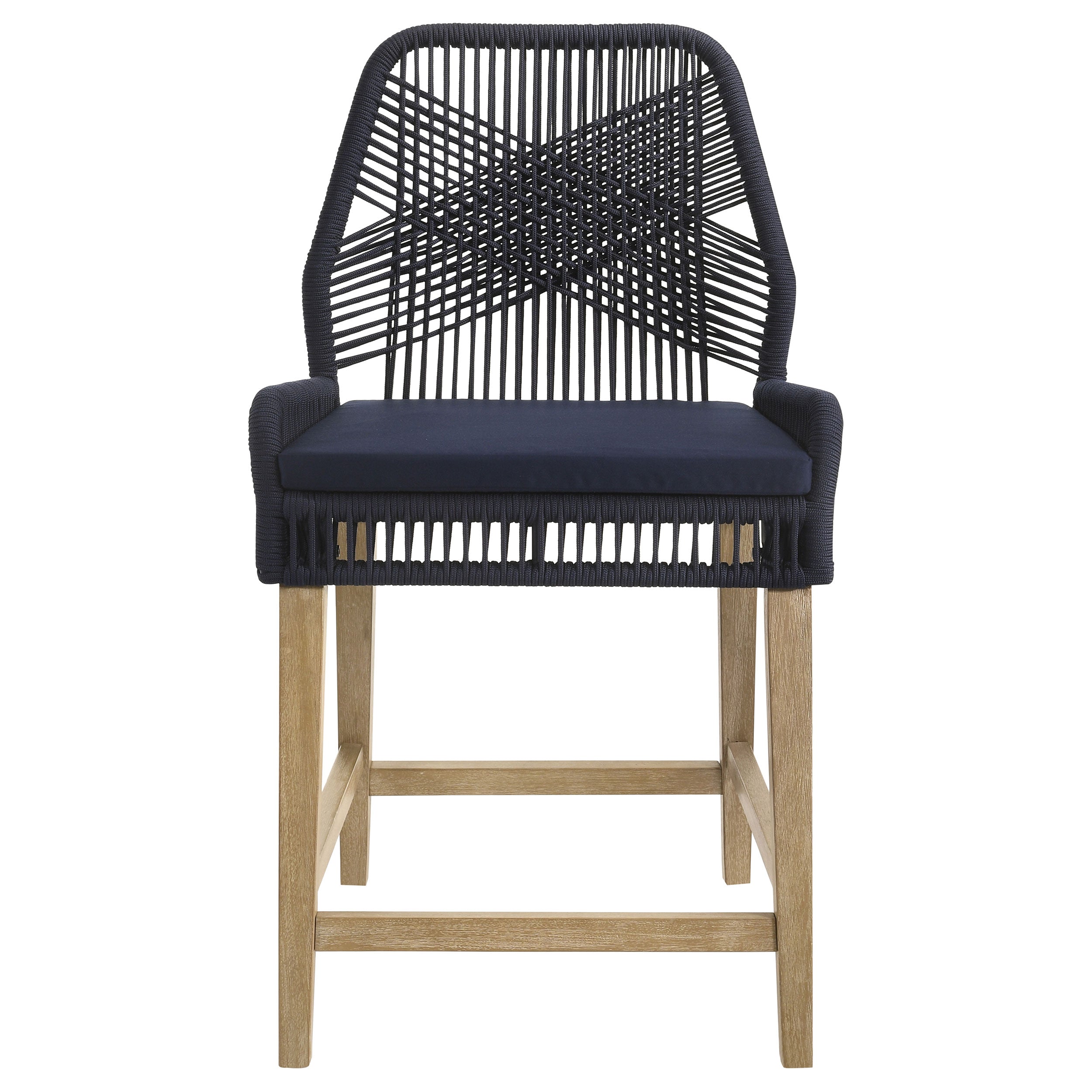 Nakia Woven Rope Counter Chair with Cushion Navy (Set of 2) — view 4