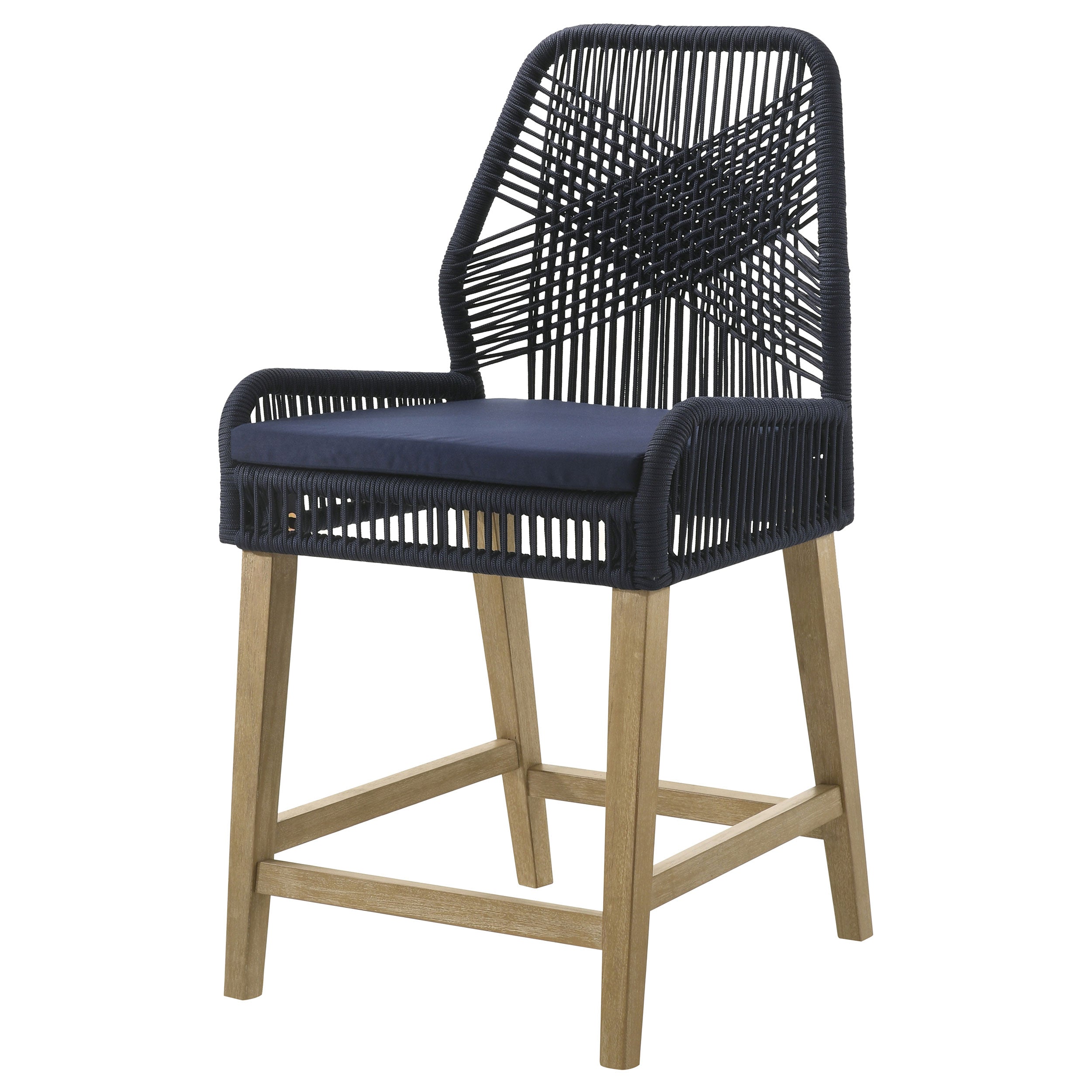 Nakia Woven Rope Counter Chair with Cushion Navy (Set of 2) — view 5