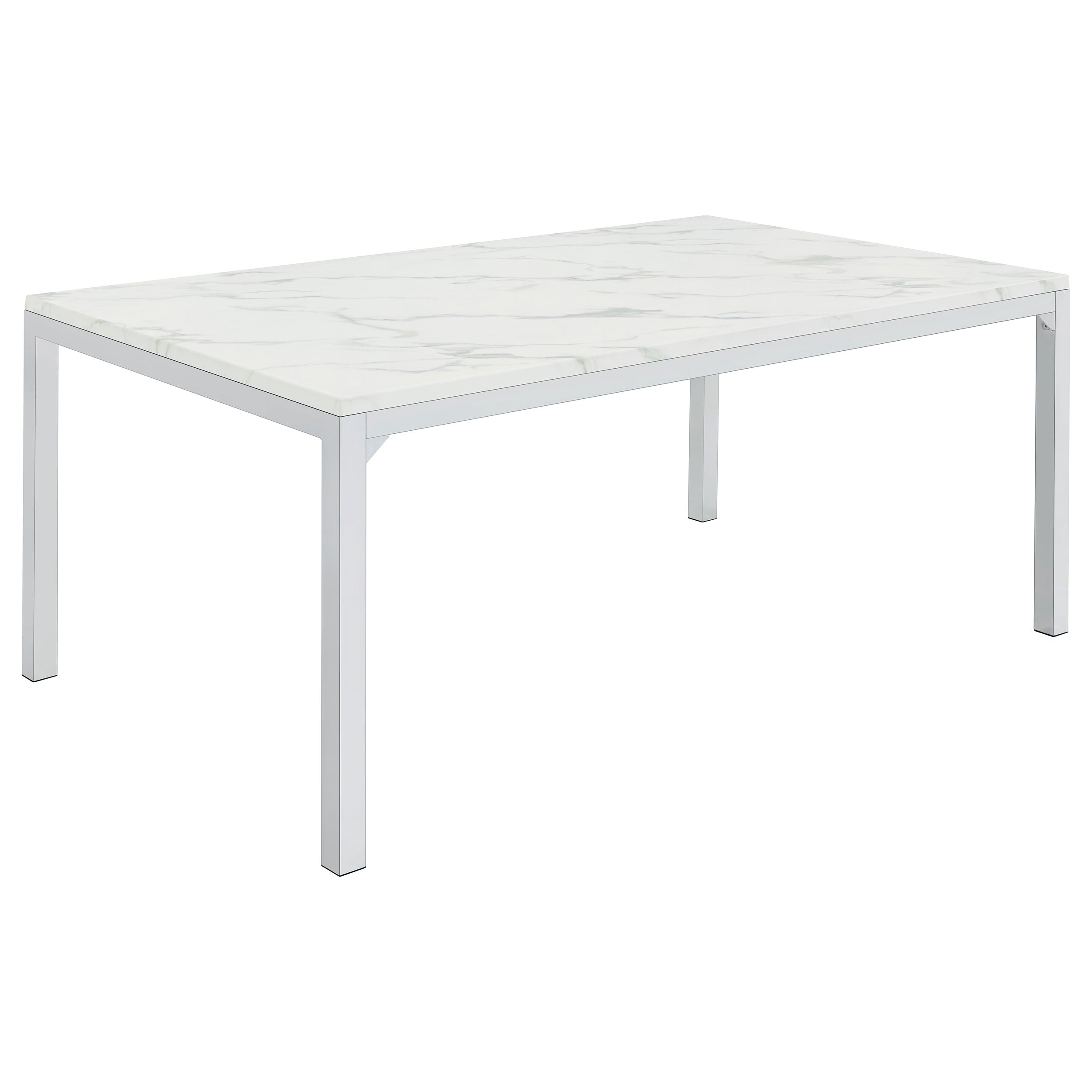 Athena Rectangular 64-inch Faux Marble Dining Table Chrome — view 1