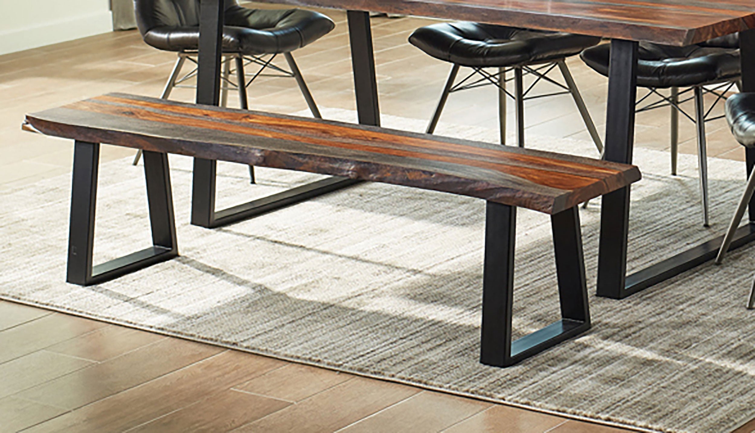 Ditman Live Edge Wood Dining Bench Grey Sheesham — view 1