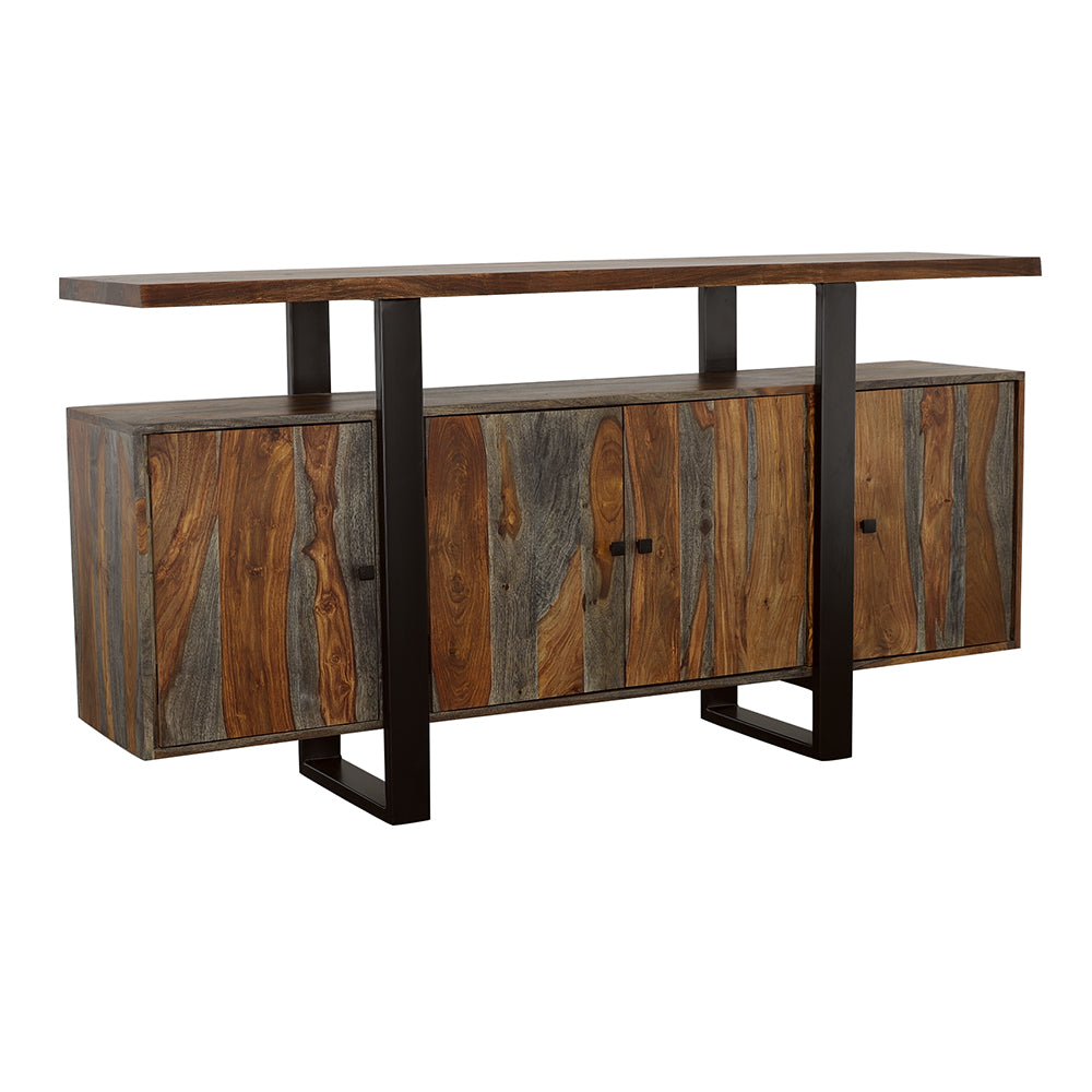 Ditman 4-door Solid Wood Sideboard Buffet Grey Sheesham — view 1