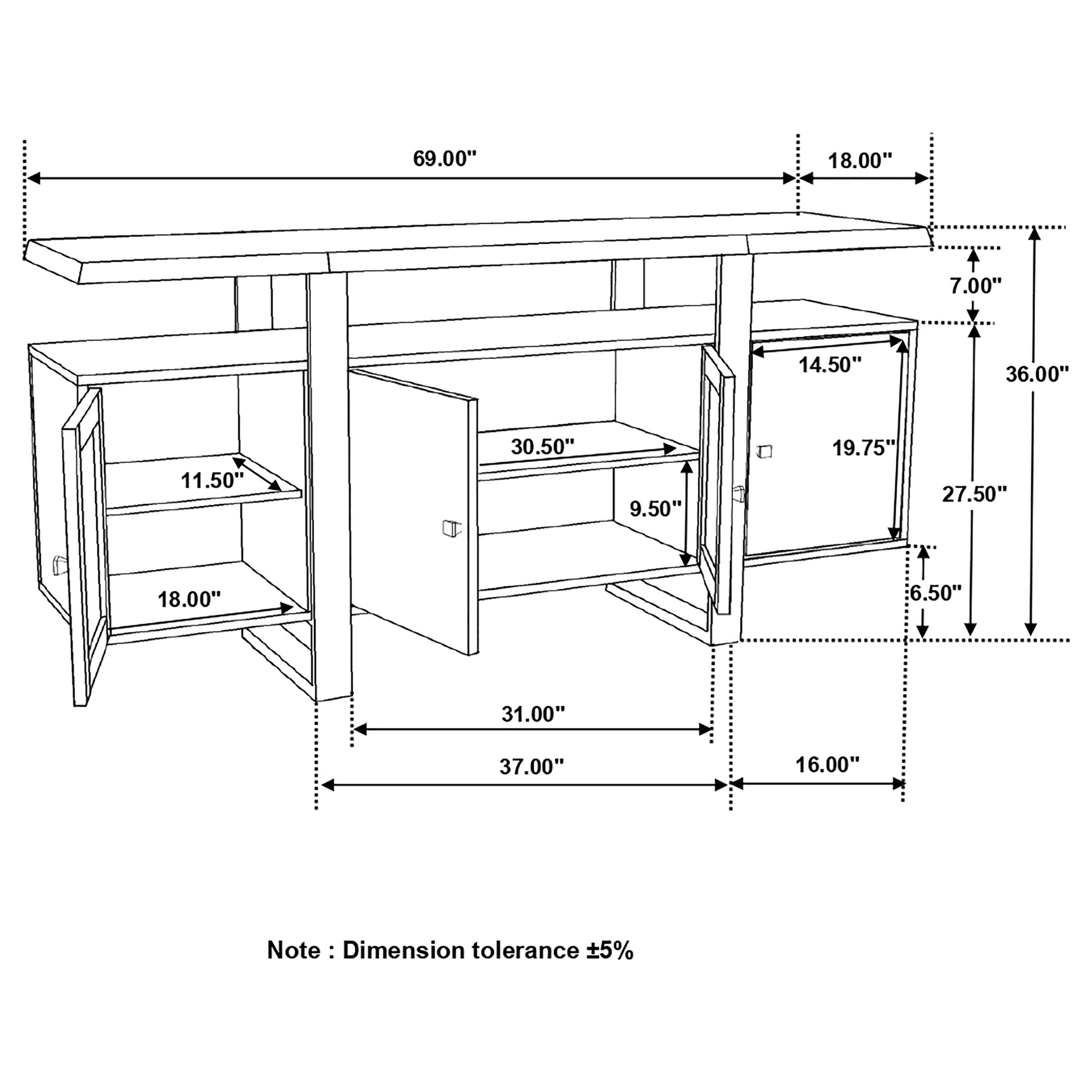 Ditman 4-door Solid Wood Sideboard Buffet Grey Sheesham — view 10