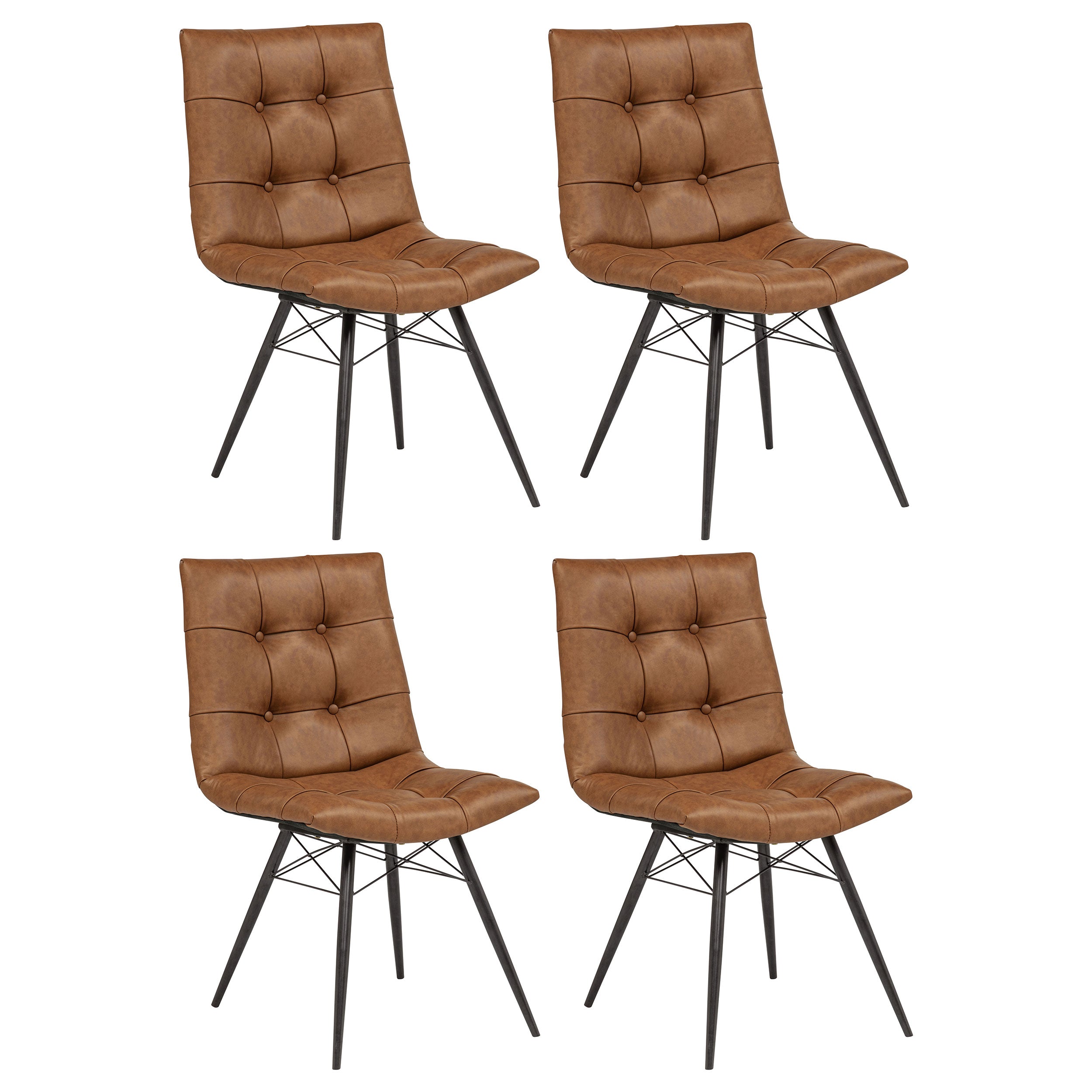 Aiken Faux Leather Upholstered Dining Side Chair Saddle Brown (Set of 4) — view 2