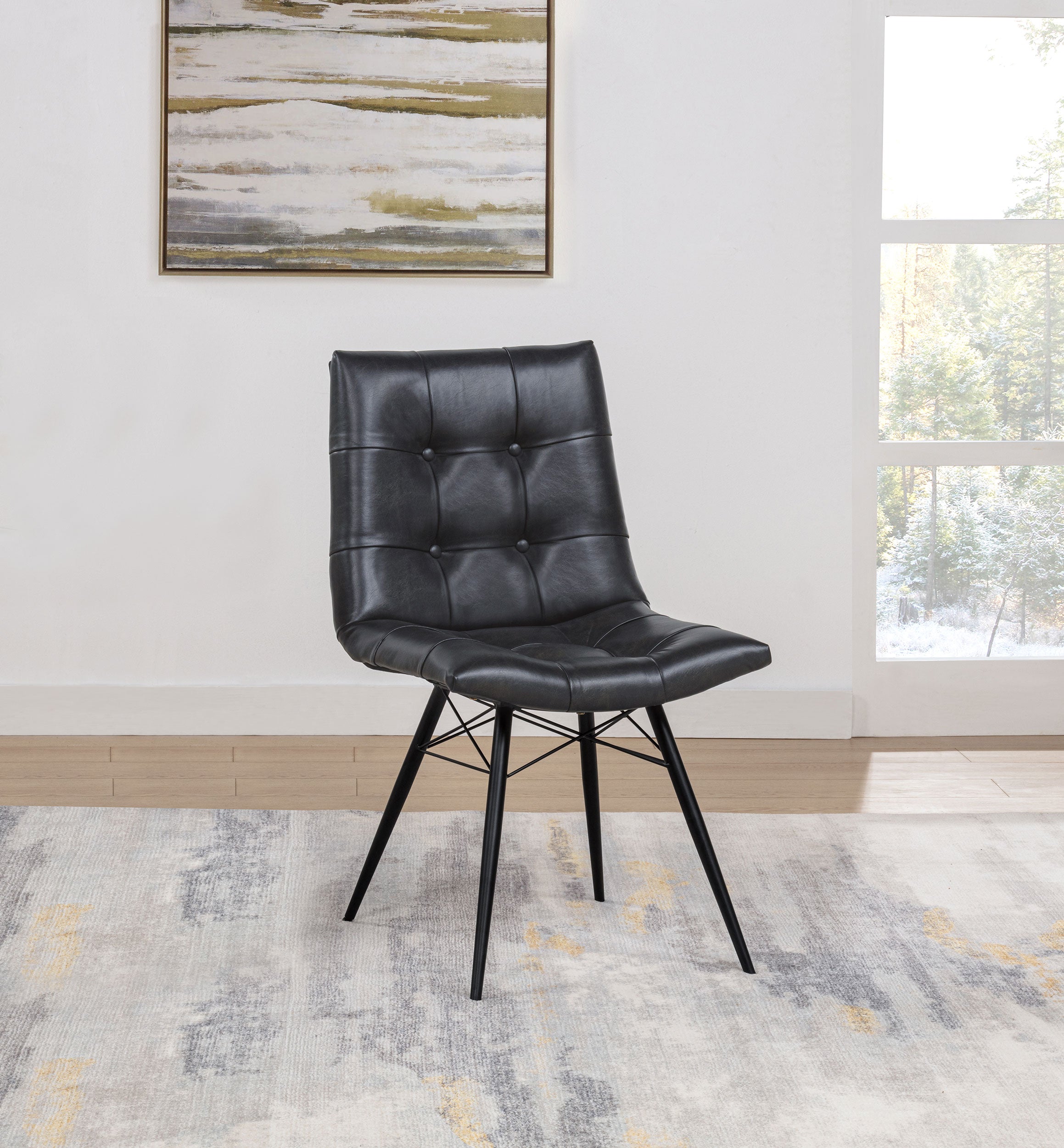 Aiken Faux Leather Upholstered Dining Side Chair Charcoal Grey (Set of 4) — view 2