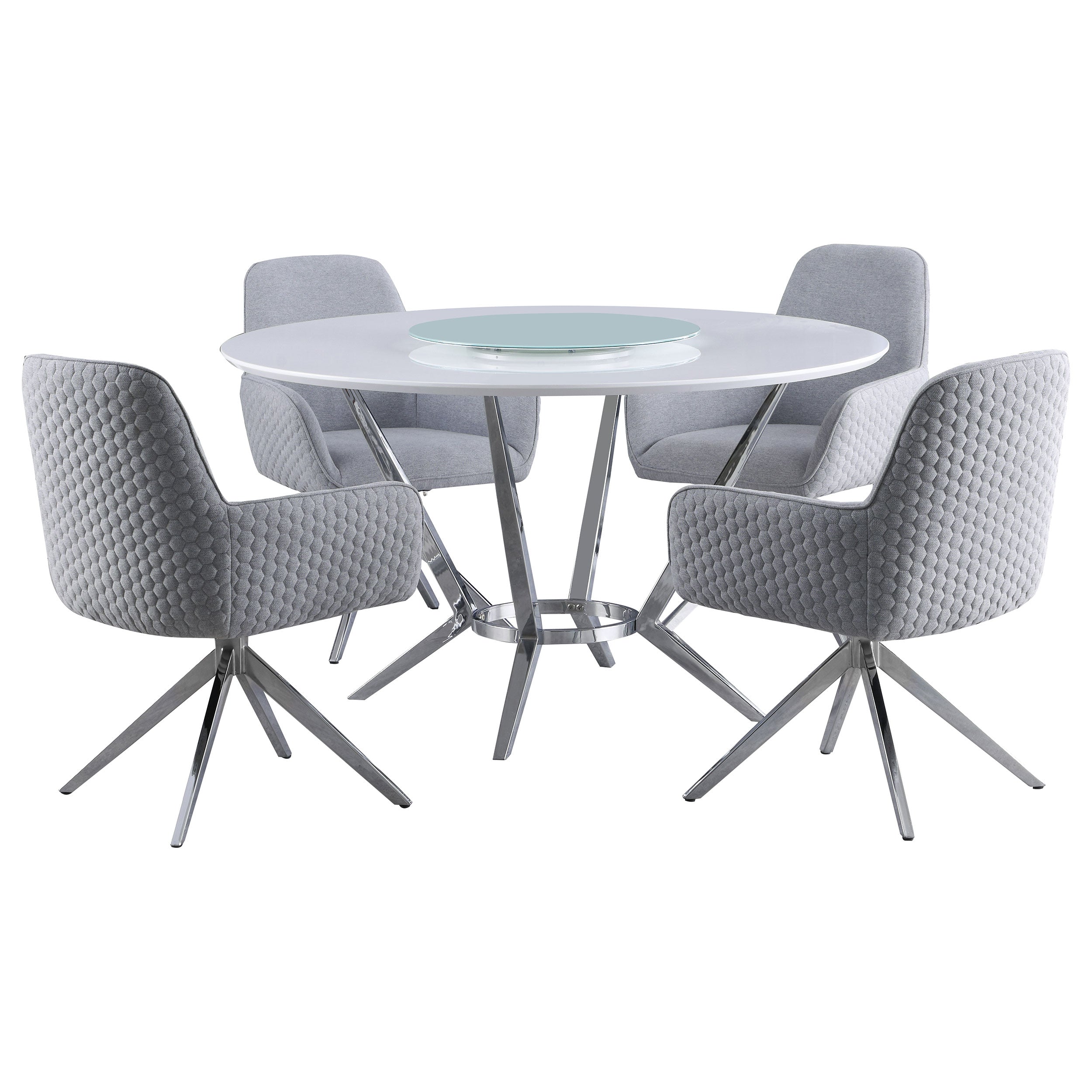 Abby 5-piece Round Dining Table Set White High Gloss — view 2