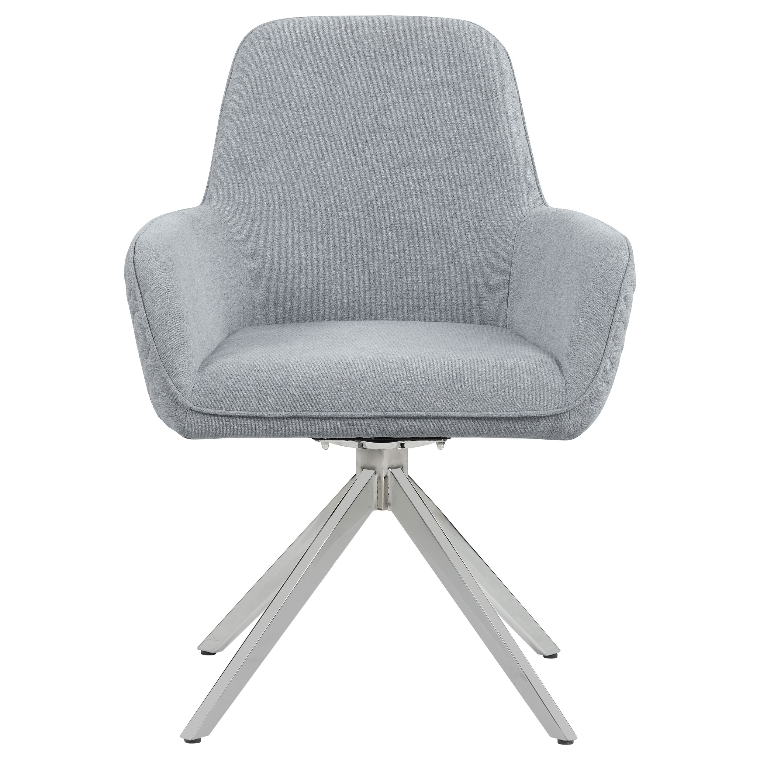 Abby Fabric Upholstered Swivel Dining Arm Chair Light Grey — view 3