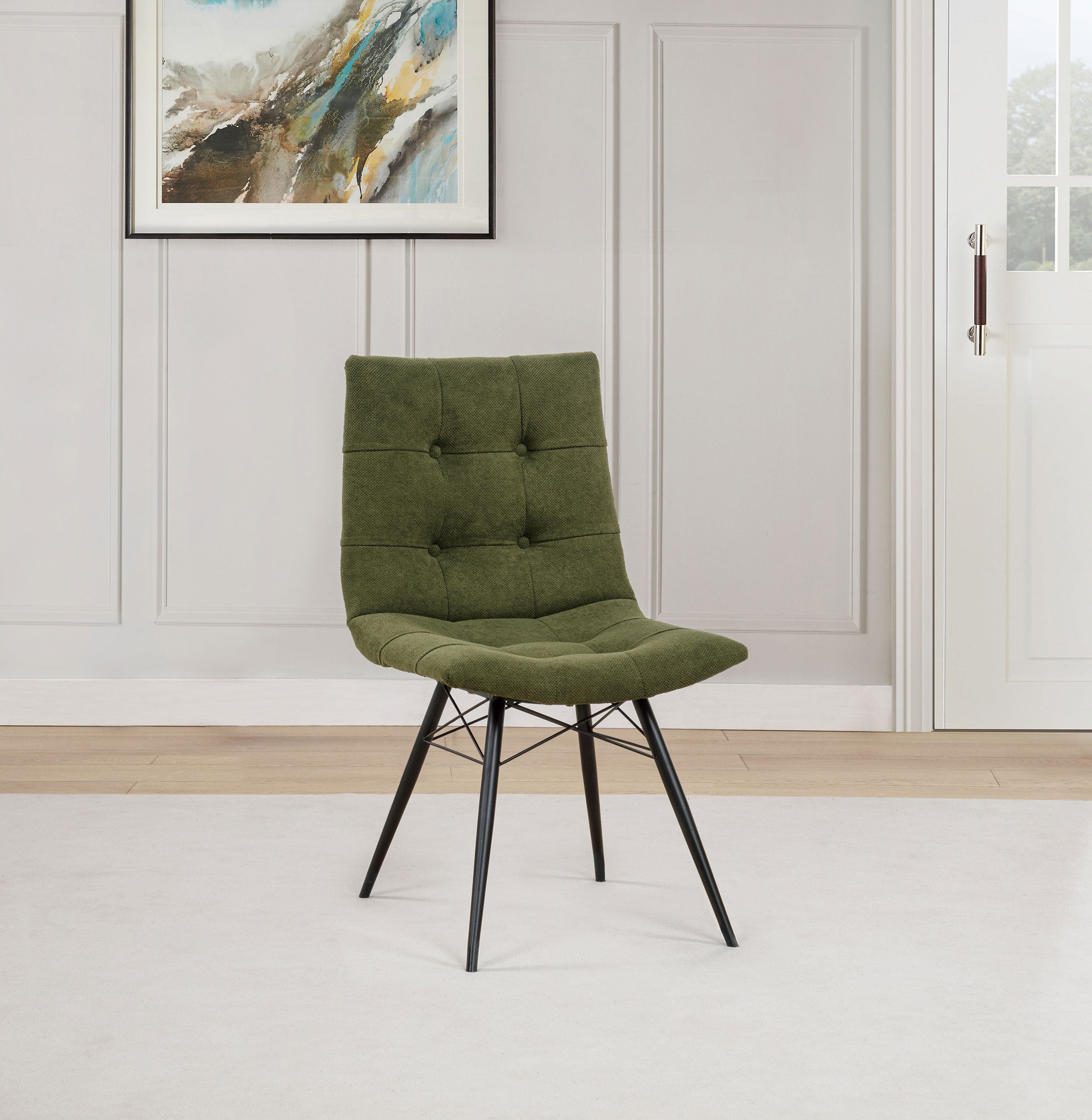 Aiken Fabric Upholstered Dining Side Chair Saddle Forest Green (Set of 4) — view 2