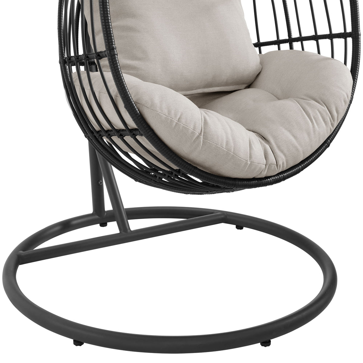 Playa Swing Egg Chair With Base And Pillar in Dark Gray / Beige by Elements International, view 3