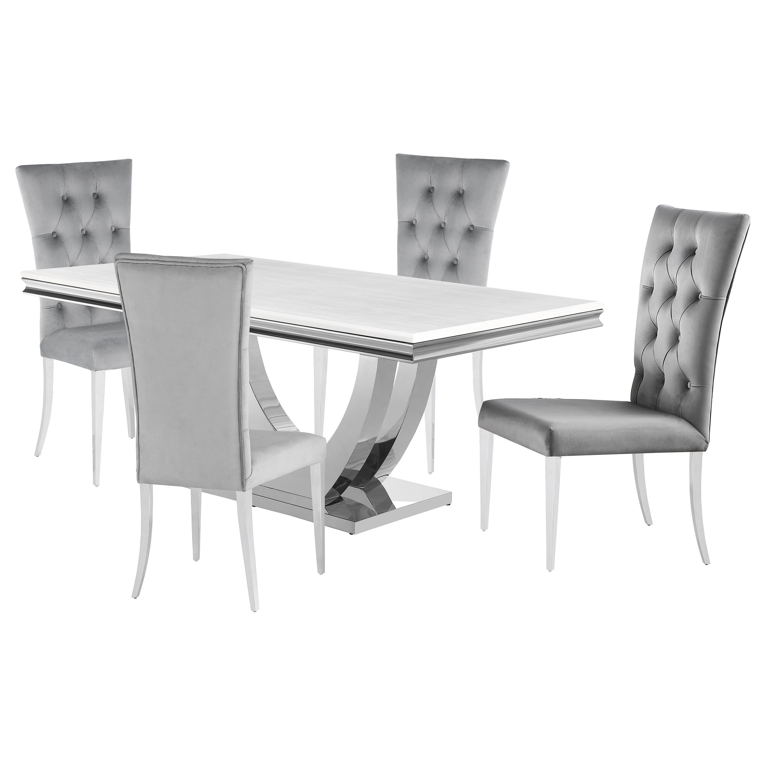 Kerwin 5-piece Rectangular Dining Table Set Grey and Chrome — view 2