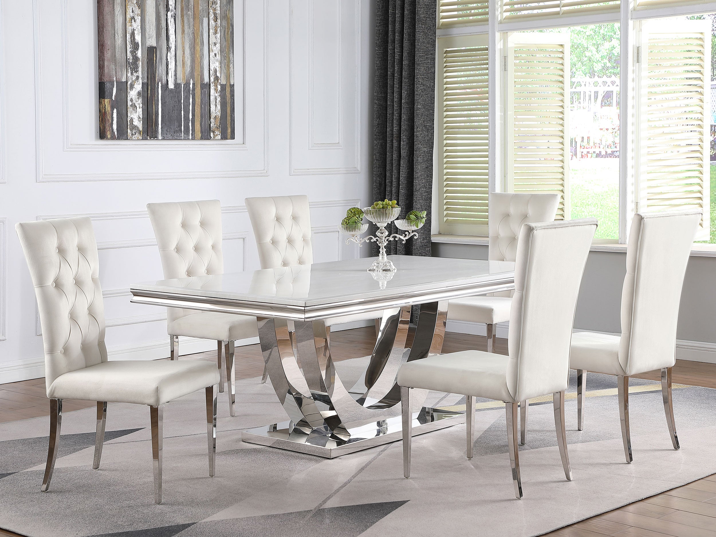 Kerwin Velvet Upholstered Dining Side Chair White (Set of 2) — view 13