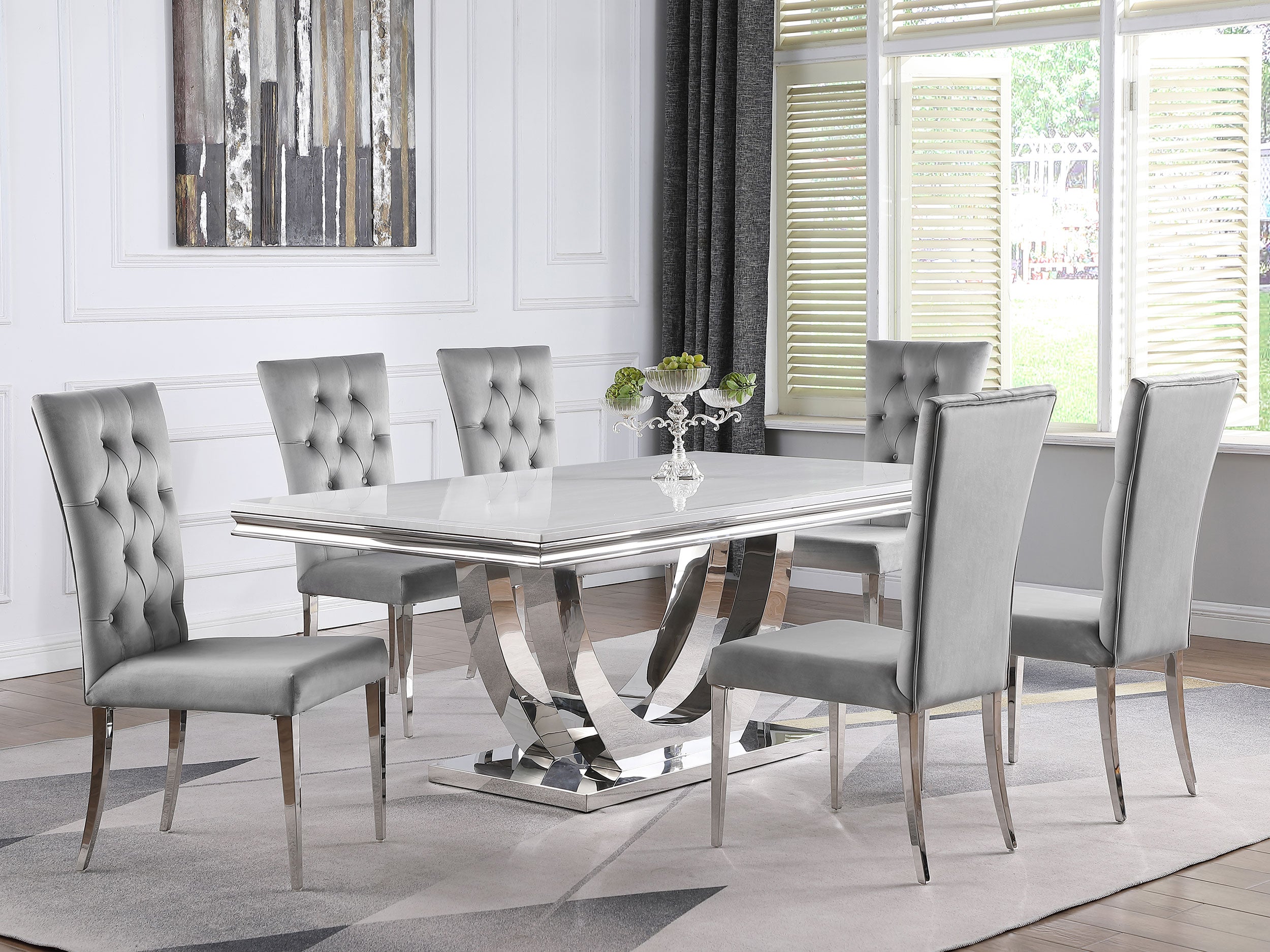 Kerwin Velvet Upholstered Dining Side Chair Grey (Set of 2) — view 13