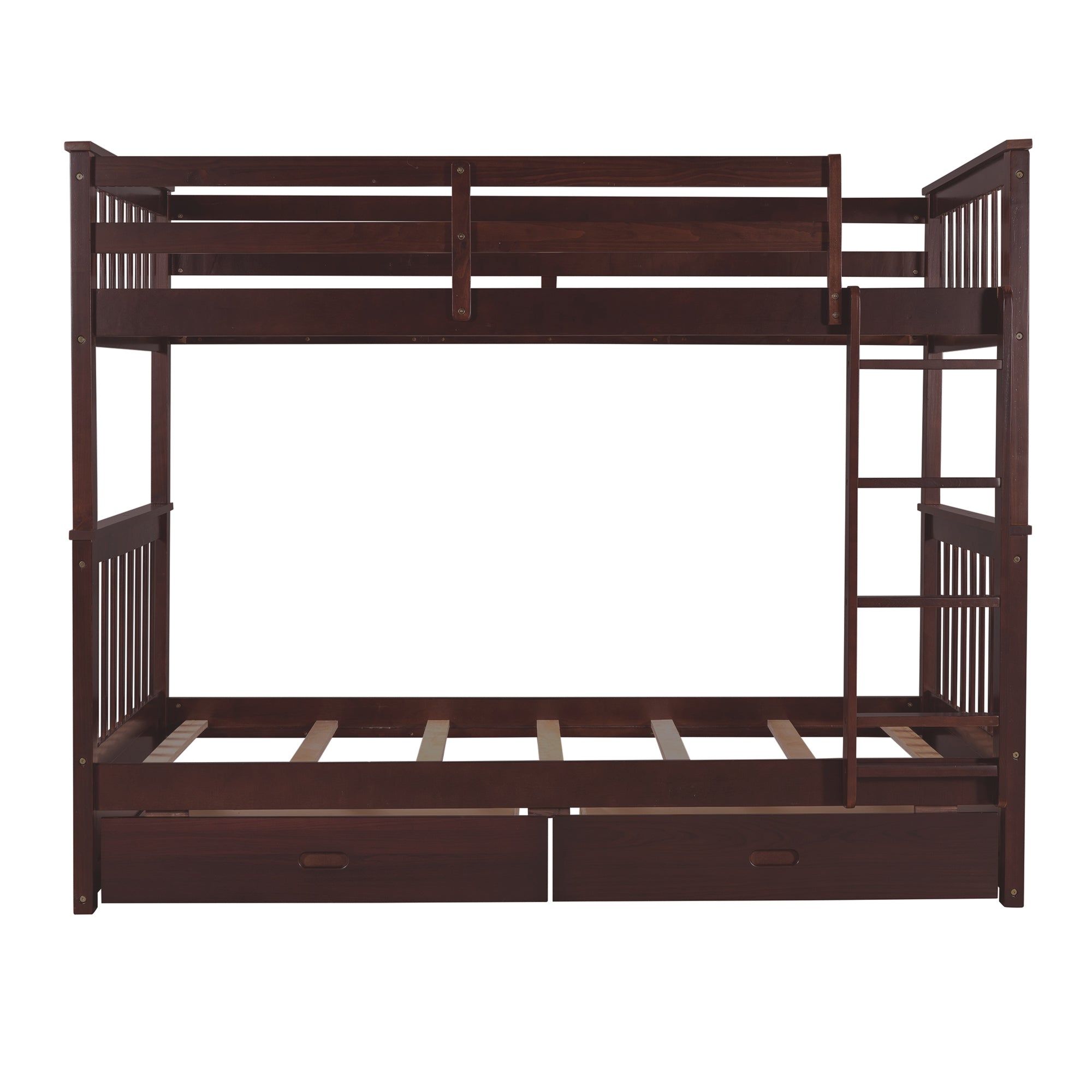 Twin-Over-Twin Bunk Bed with Ladders and Two Storage Drawers (Espresso)(OLD SKU:LT000265AAP) - Atlantic Fine Furniture Melbourne FL