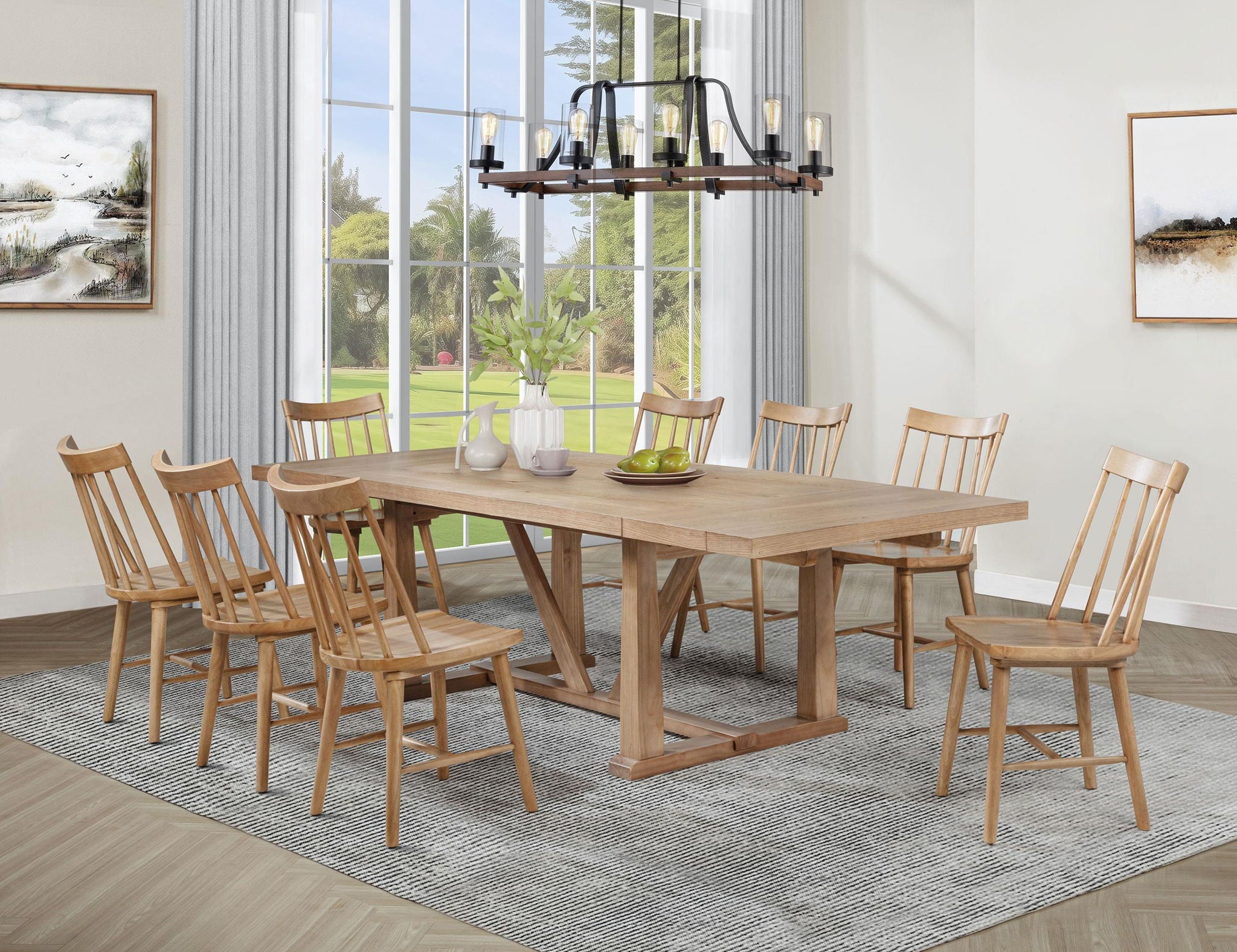 Middleton 9-piece Extension Leaf Dining Set Natural Brown - Atlantic Fine Furniture Melbourne FL