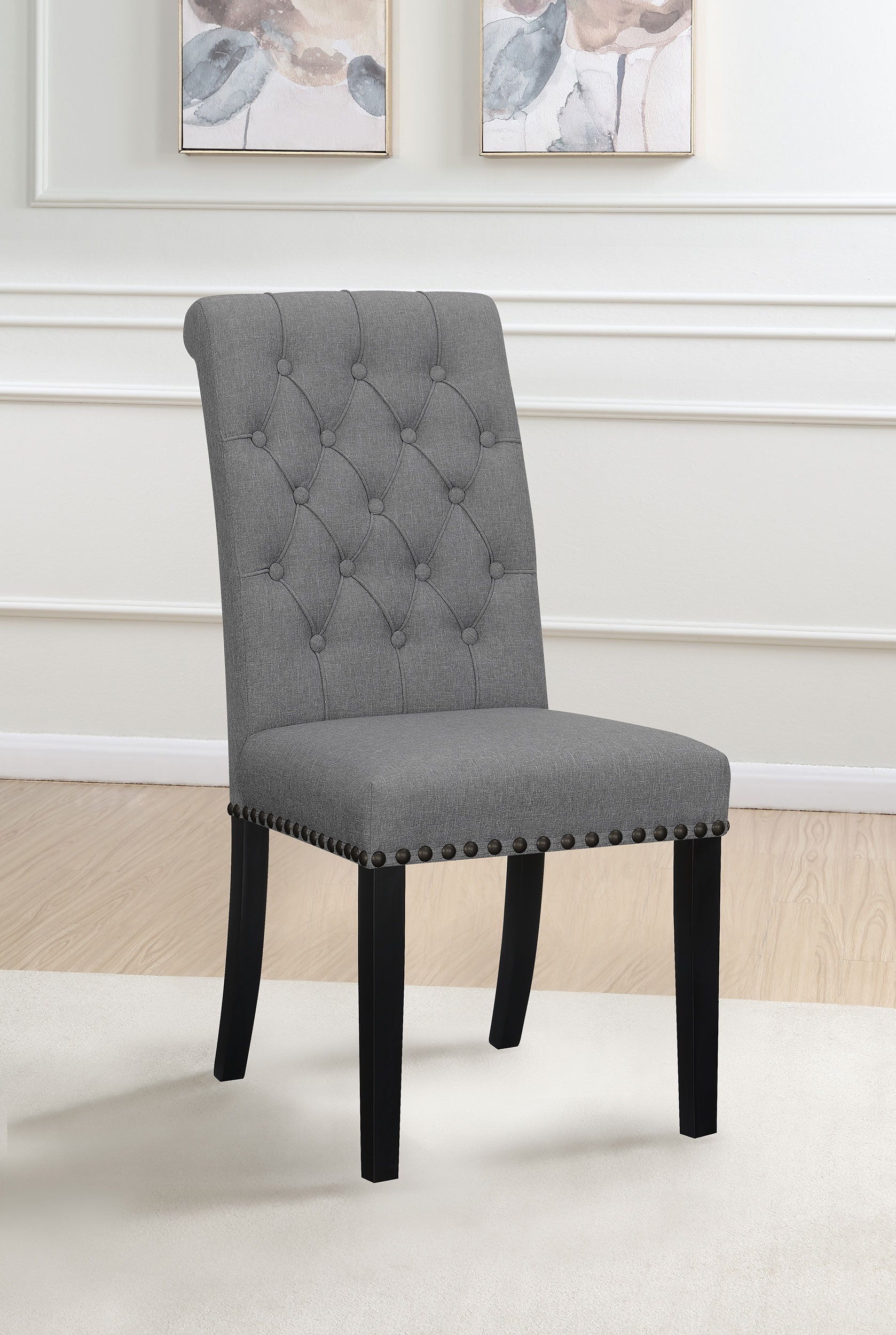 Alana Fabric Upholstered Dining Side Chair Grey (Set of 2) — view 2