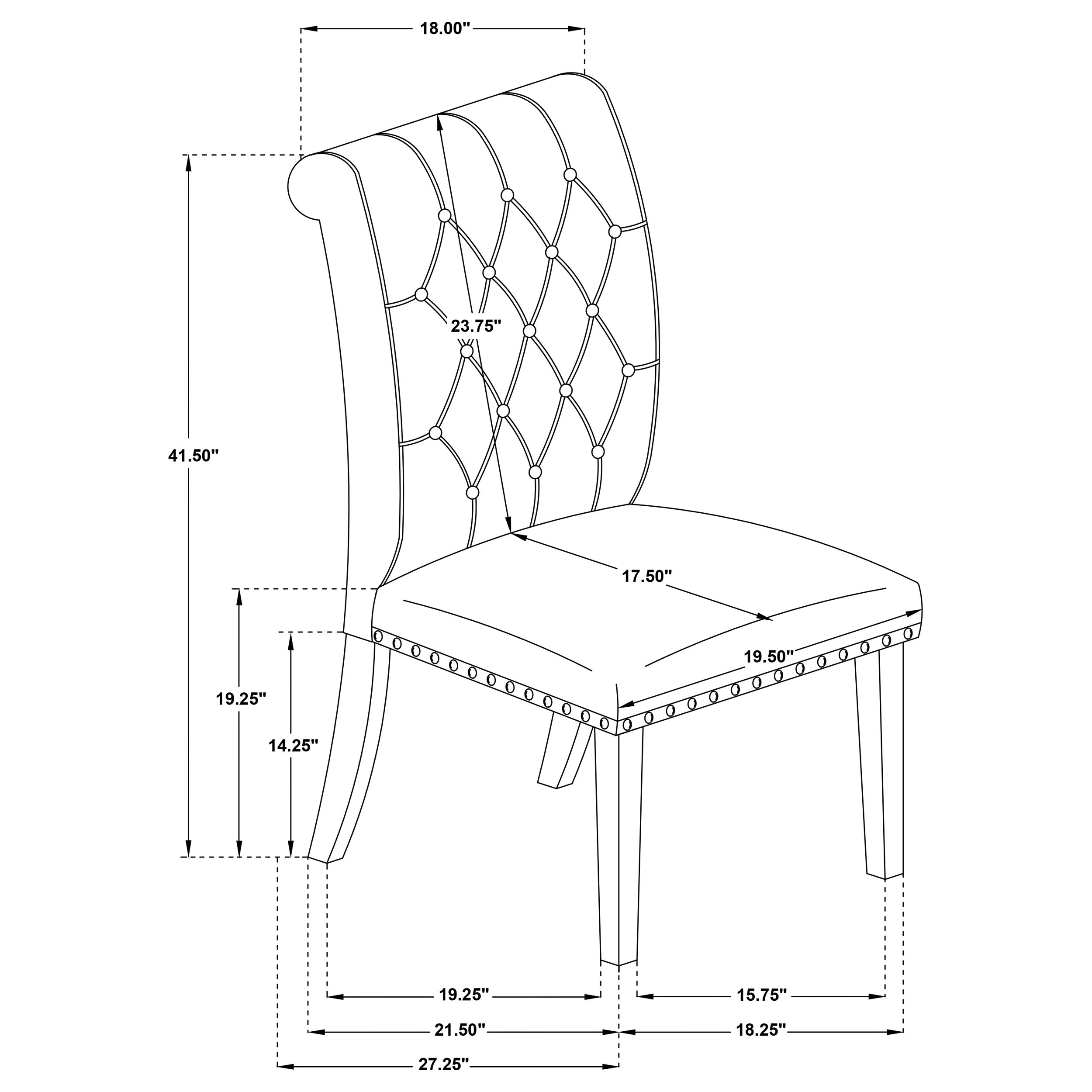 Alana Fabric Upholstered Dining Side Chair Grey (Set of 2) — view 15