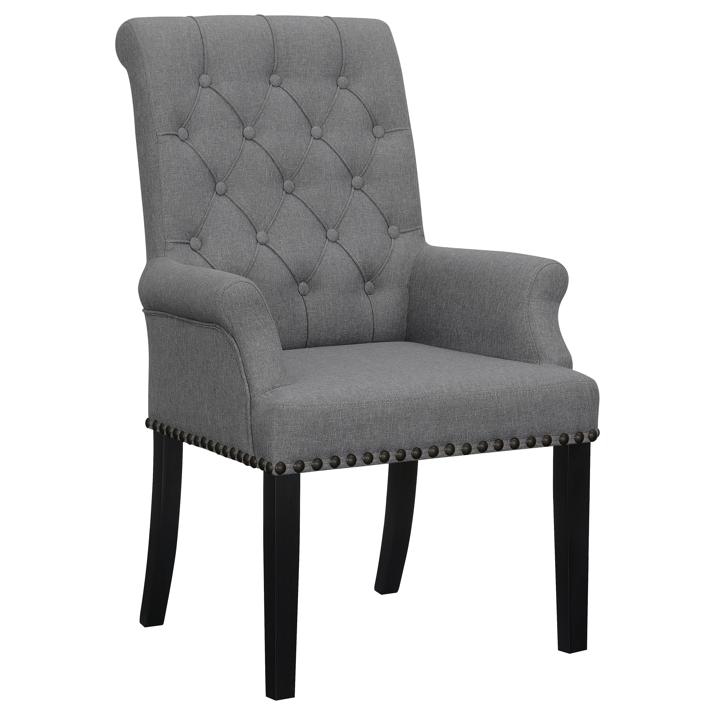 Alana Fabric Upholstered Dining Arm Chair Grey — view 1