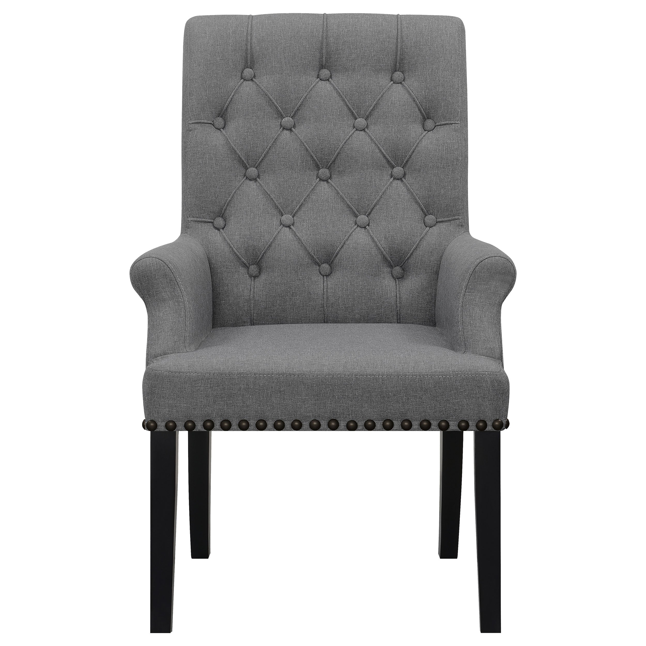 Alana Fabric Upholstered Dining Arm Chair Grey — view 3