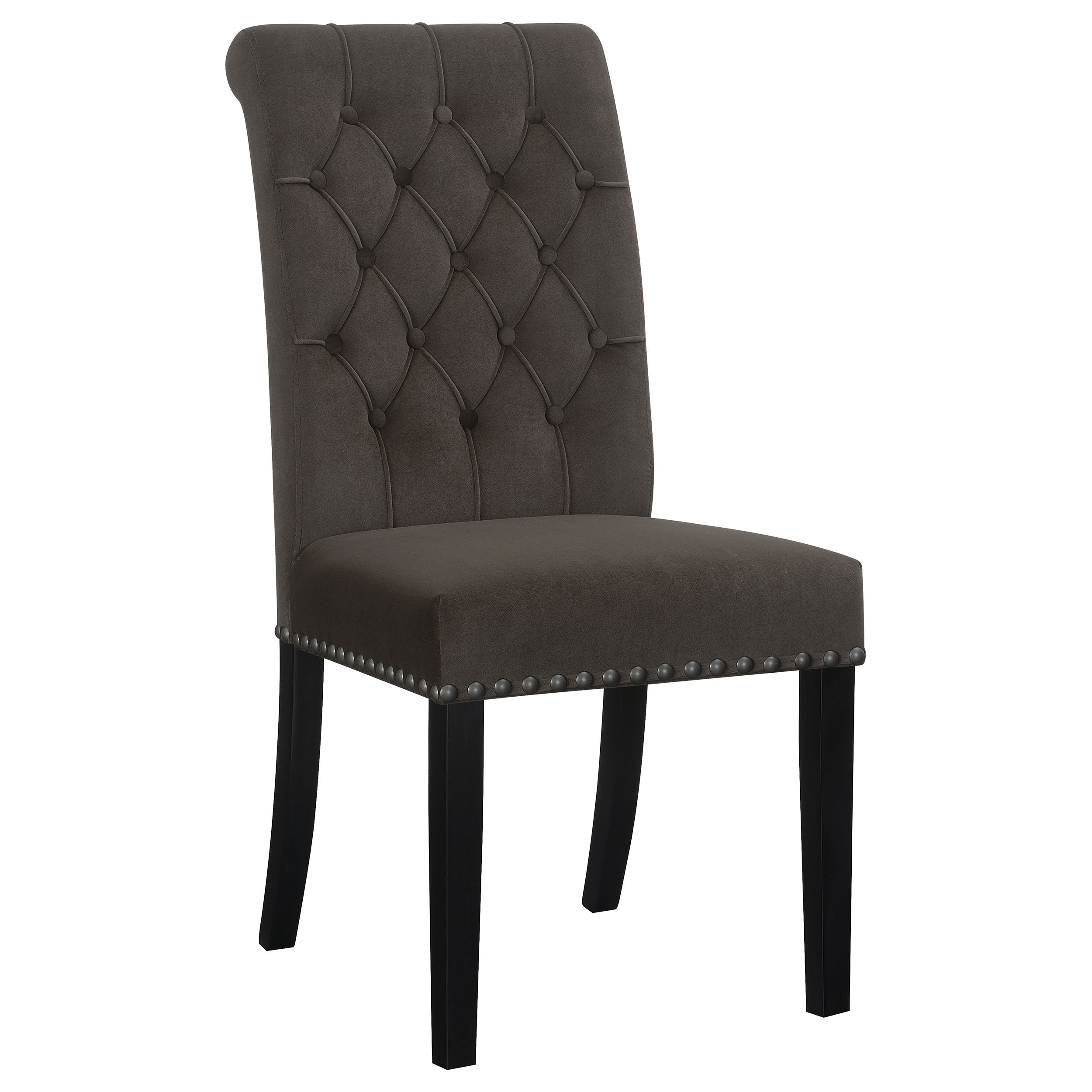 Alana Velvet Upholstered Dining Side Chair Brown (Set of 2) — view 3