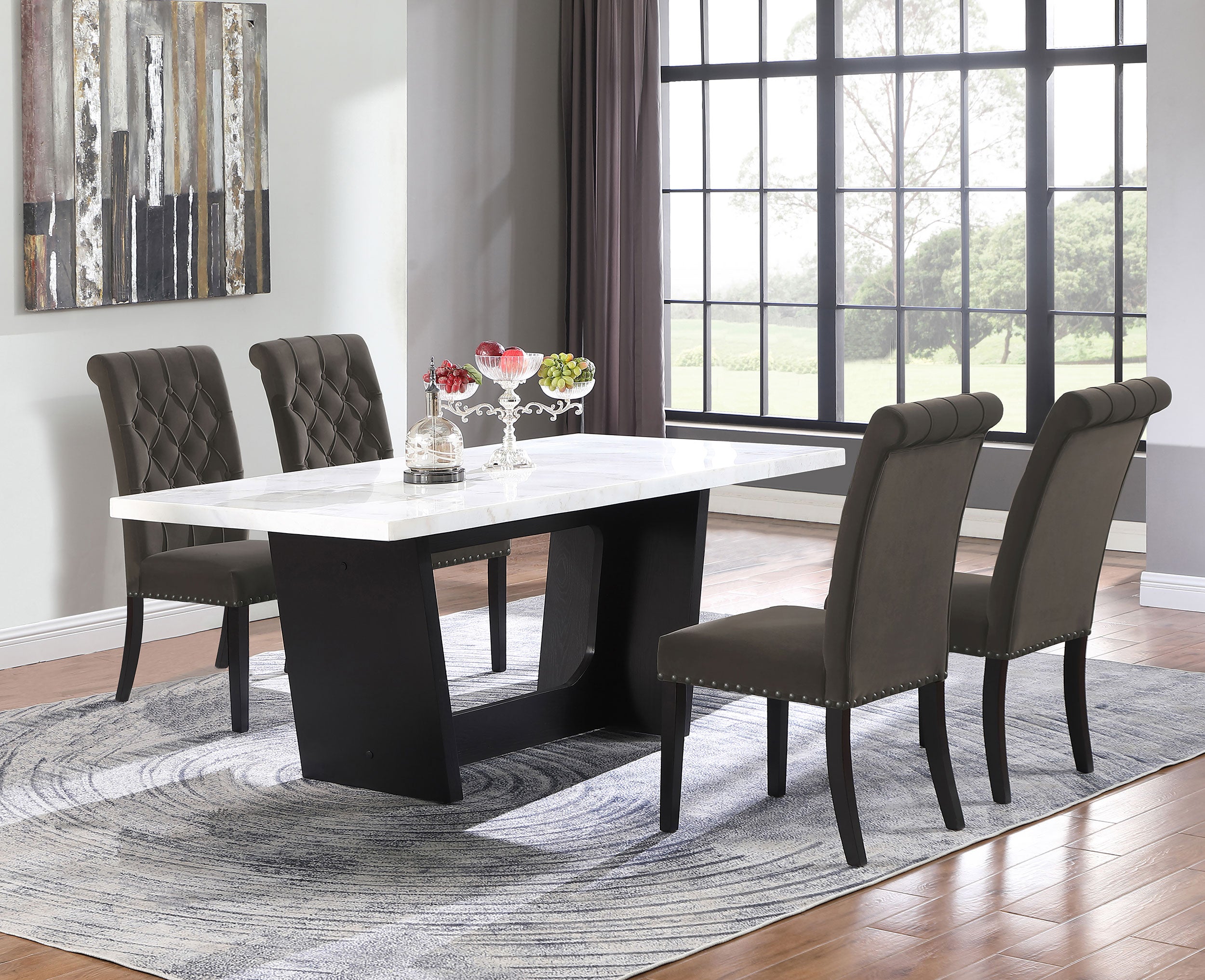 Alana Velvet Upholstered Dining Side Chair Brown (Set of 2) — view 15