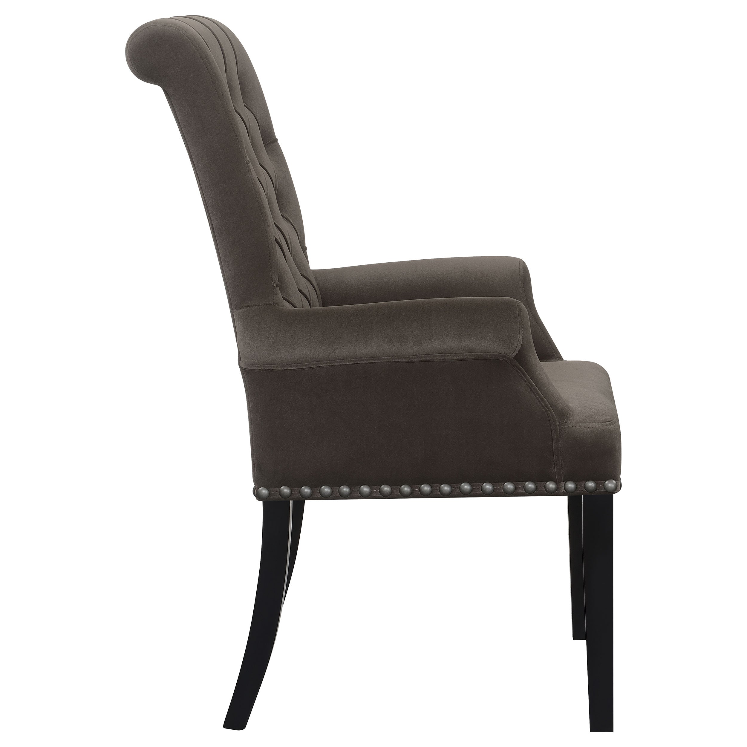 Alana Velvet Upholstered Dining Arm Chair Brown — view 8