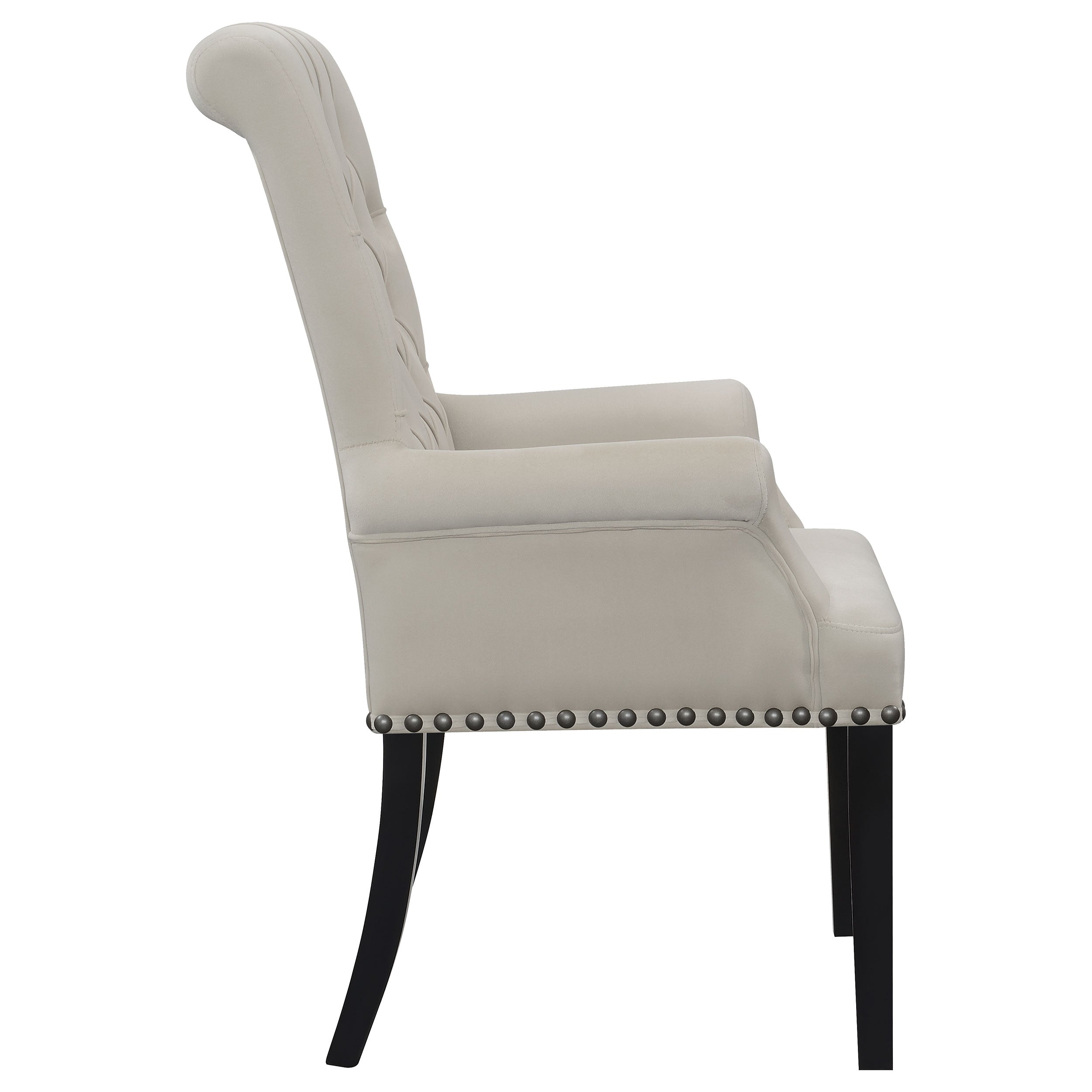Alana Velvet Upholstered Dining Arm Chair Sand — view 8