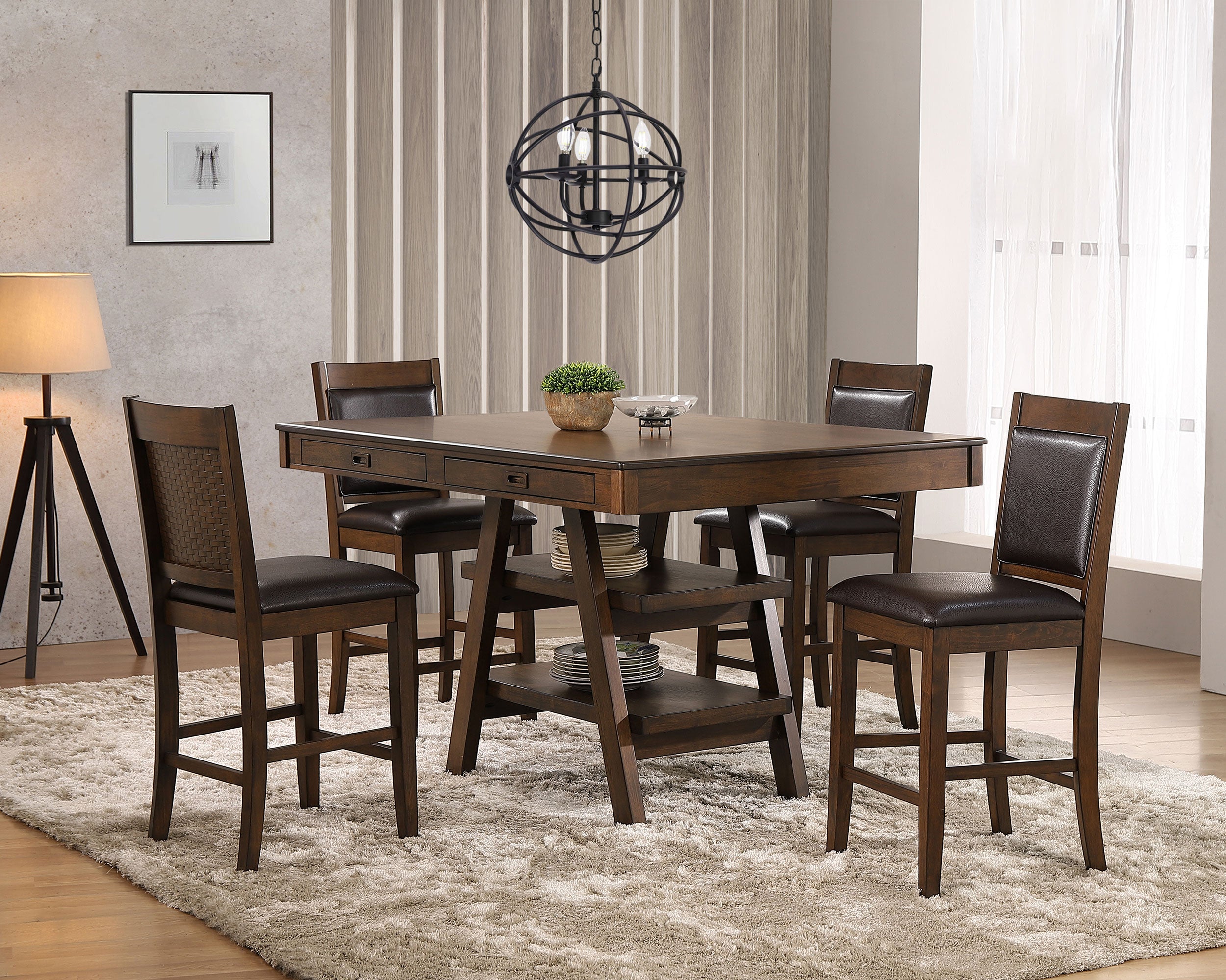 Dewey 5-piece Rectangular Dining Table Set Walnut — view 1