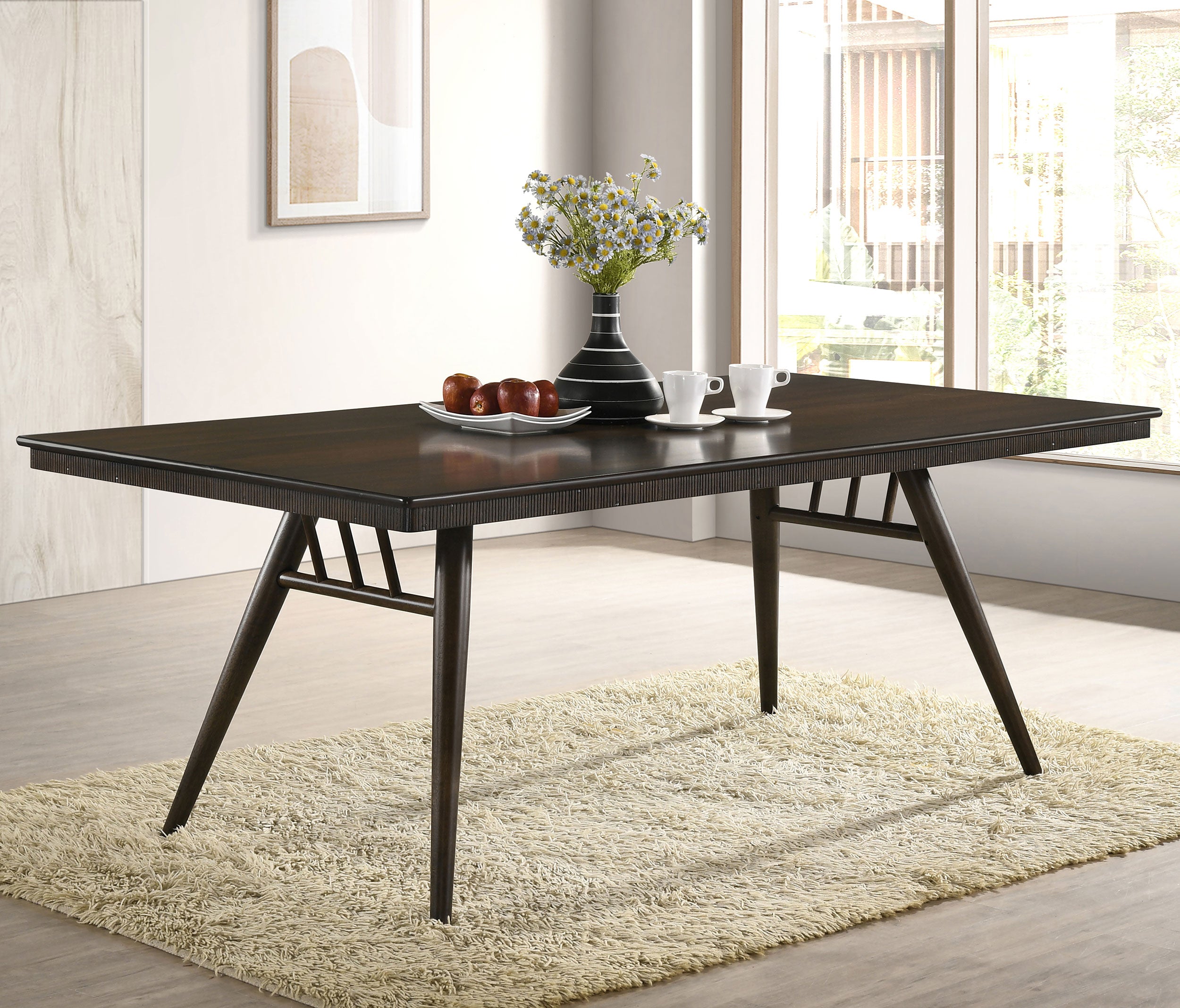 Wes Rectangular 80-inch Wood Dining Table Dark Walnut — view 2