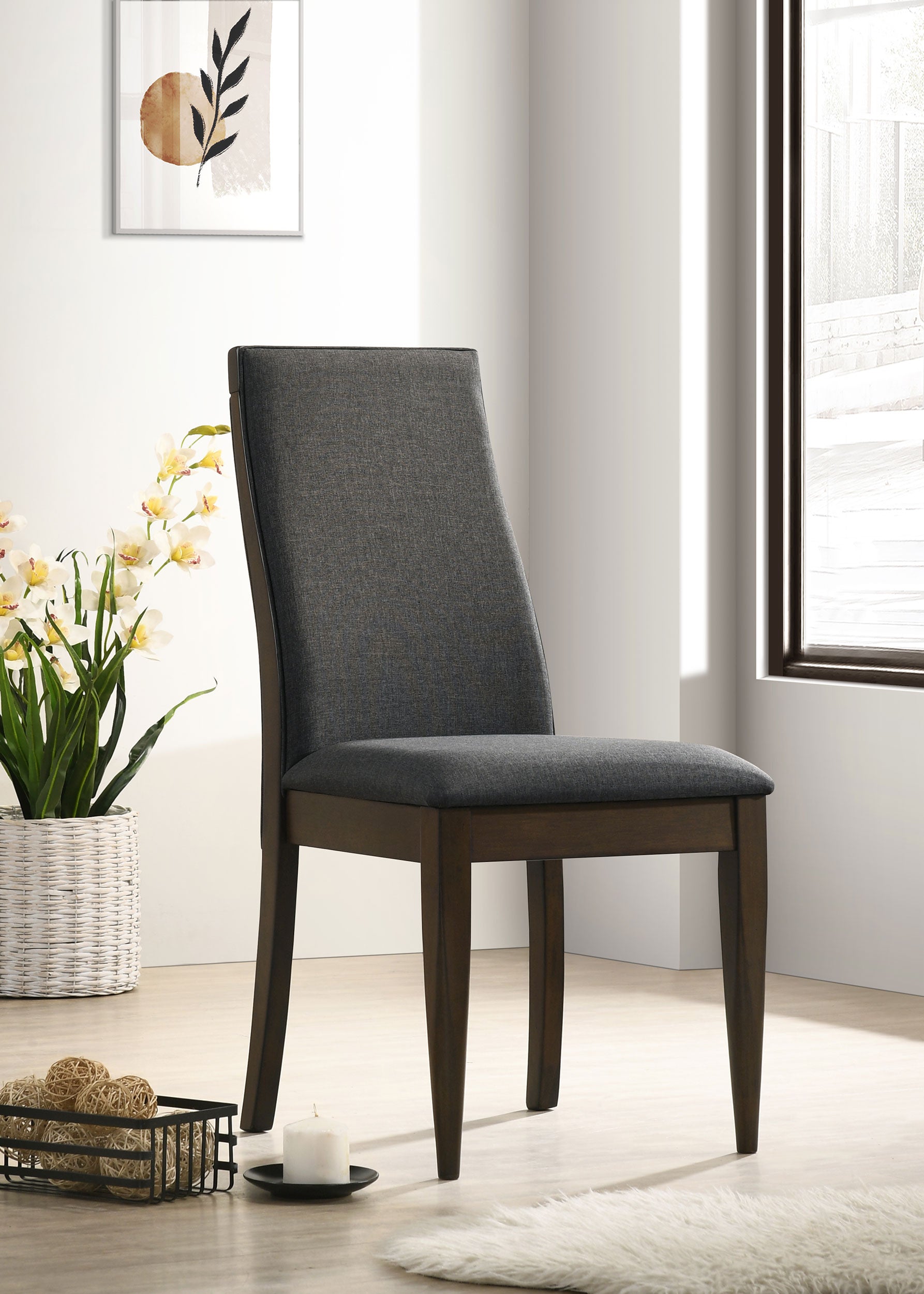 Wes Upholstered Dining Side Chair Dark Walnut (Set of 2) — view 2