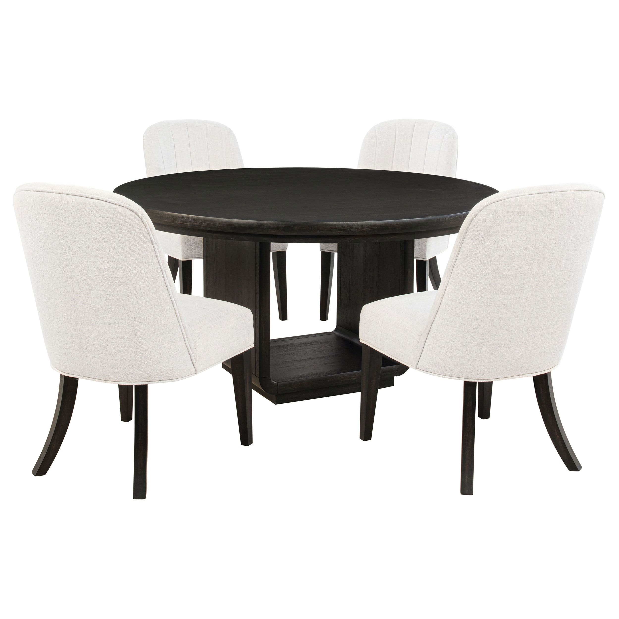 Leandro 5-piece Round Dining Table Set Burnished Black — view 2