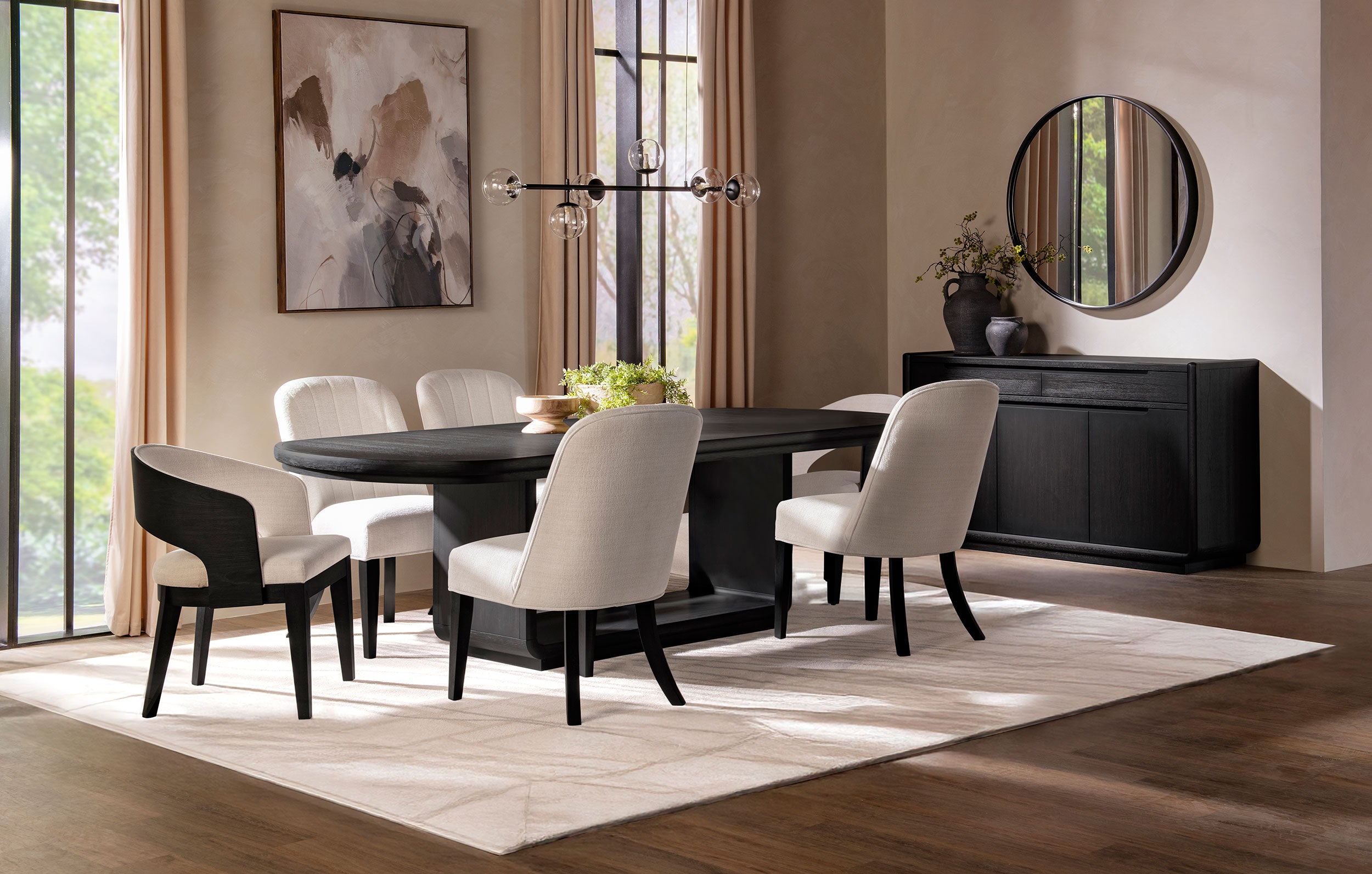 Leandro 7-piece Rectangular Dining Table Set Burnished Black — view 1