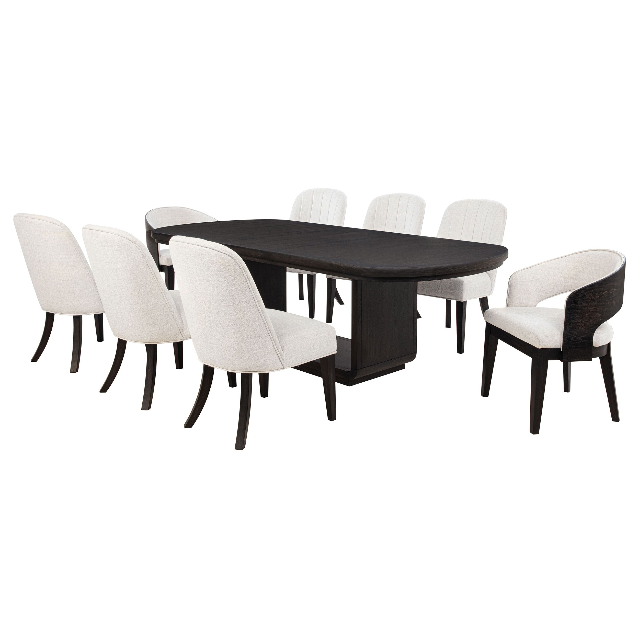 Leandro 9-piece Rectangular Dining Table Set Burnished Black — view 2