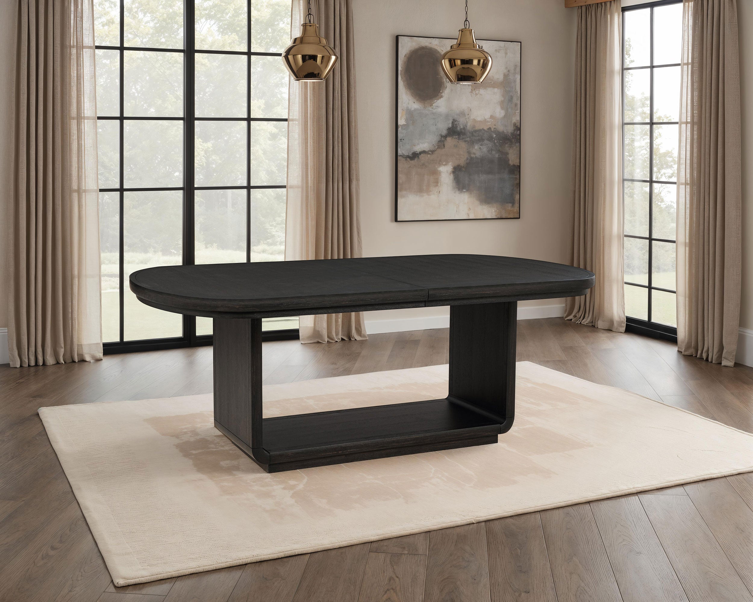 Leandro 78-inch Extension Dining Room Table Burnished Black — view 3