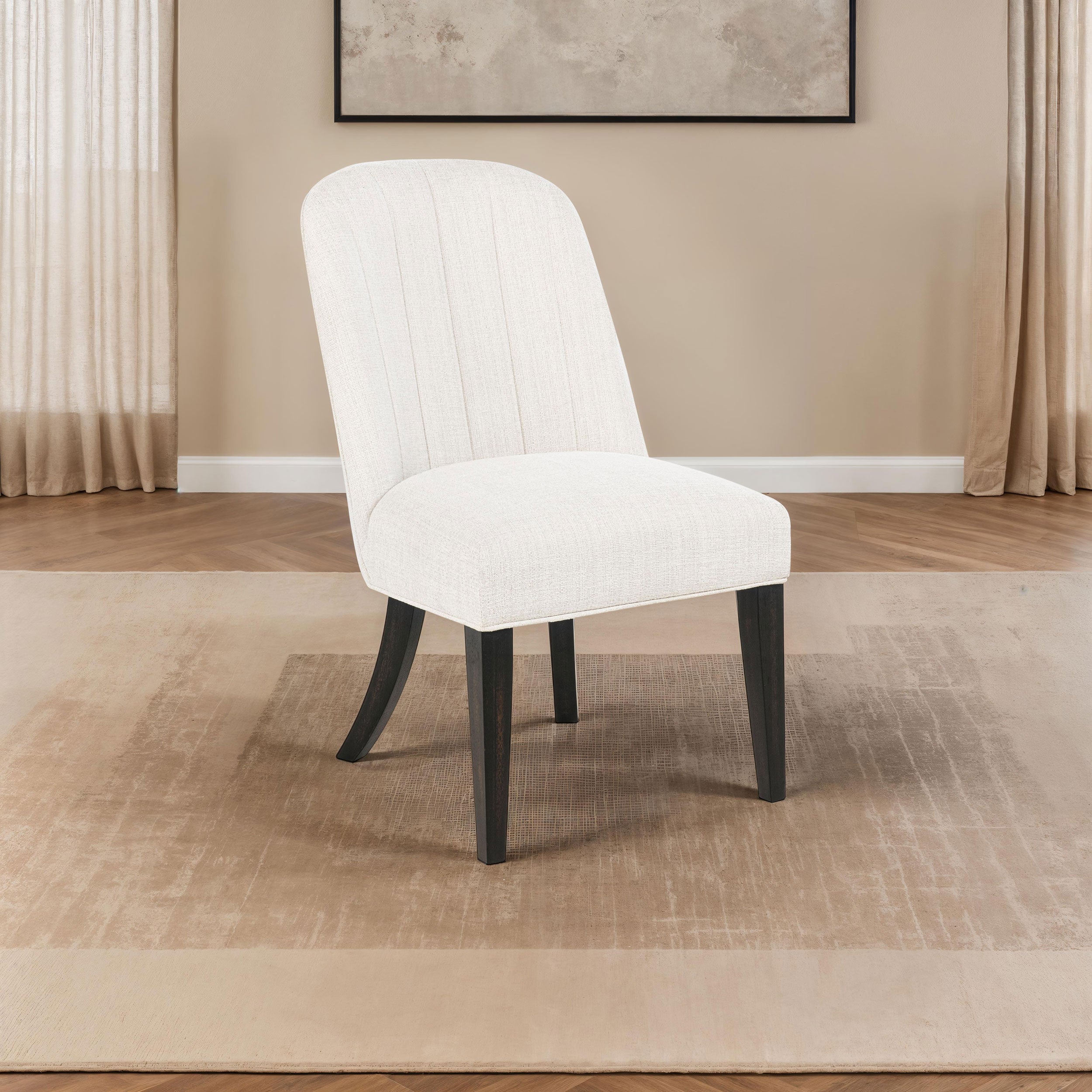 Leandro Upholstered Dining Side Chair Cream (Set of 2) — view 2