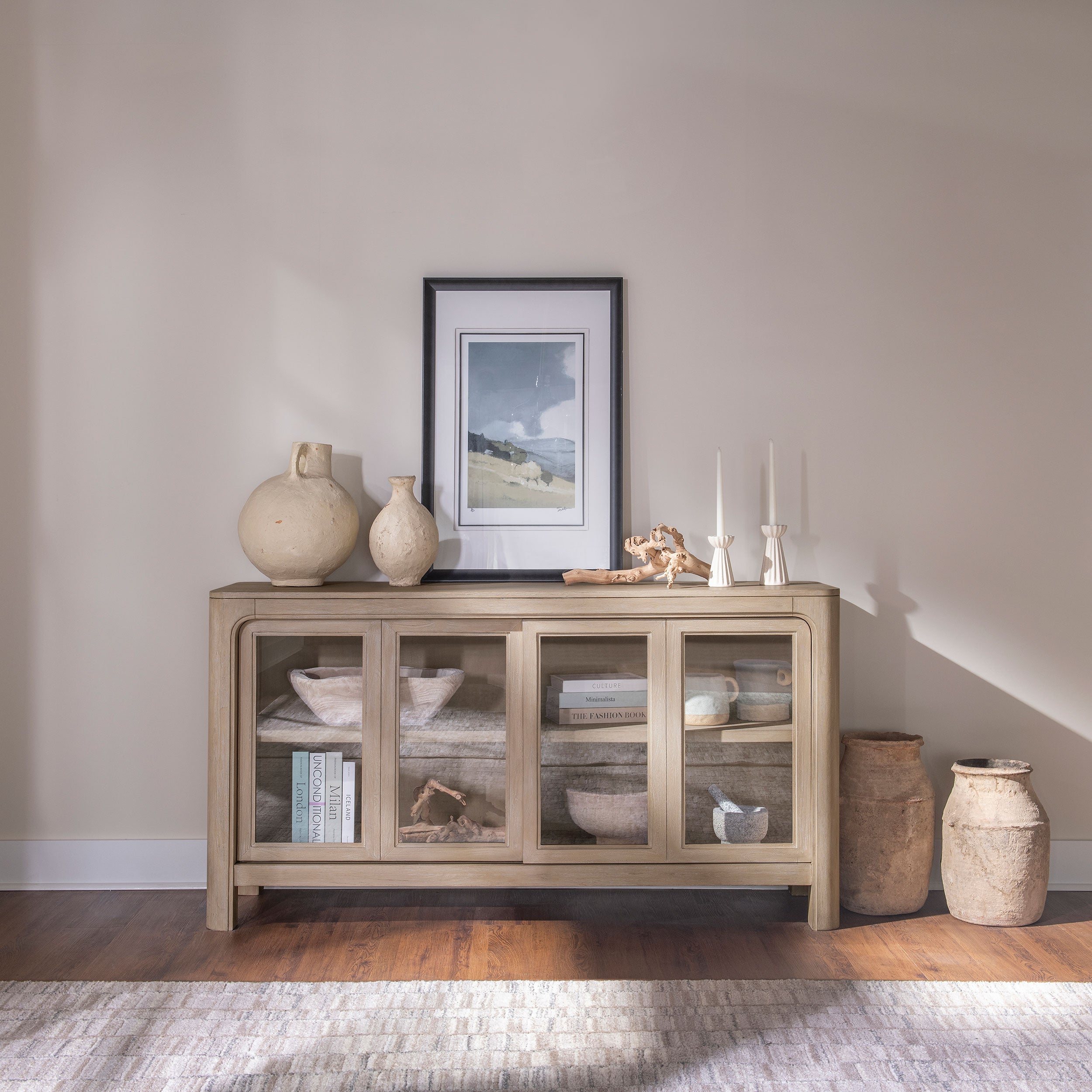 Solano Sliding Door Dining Sideboard Server Weathered Mango — view 3