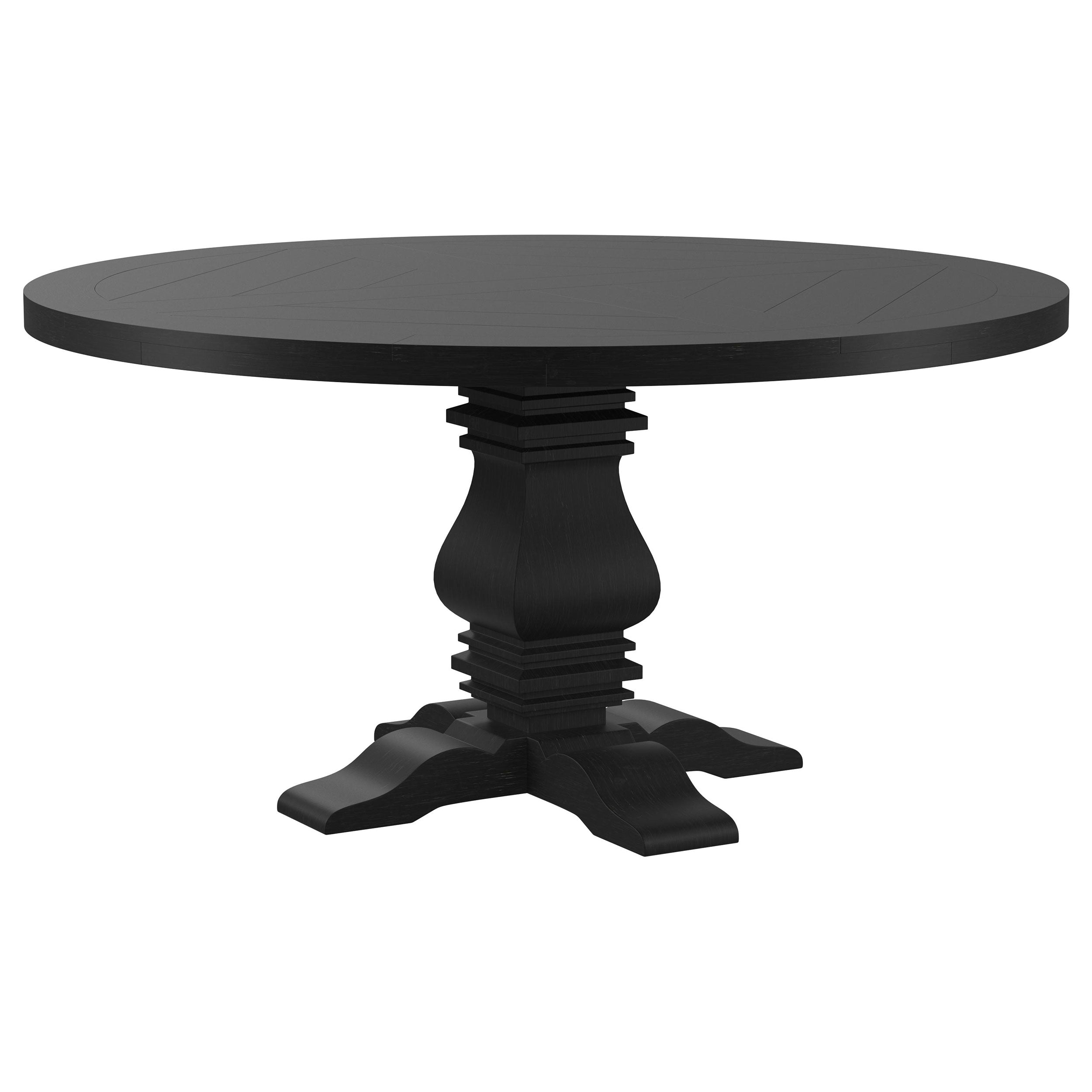 Florence Round 60-inch Pedestal Base Dining Table Black — view 1
