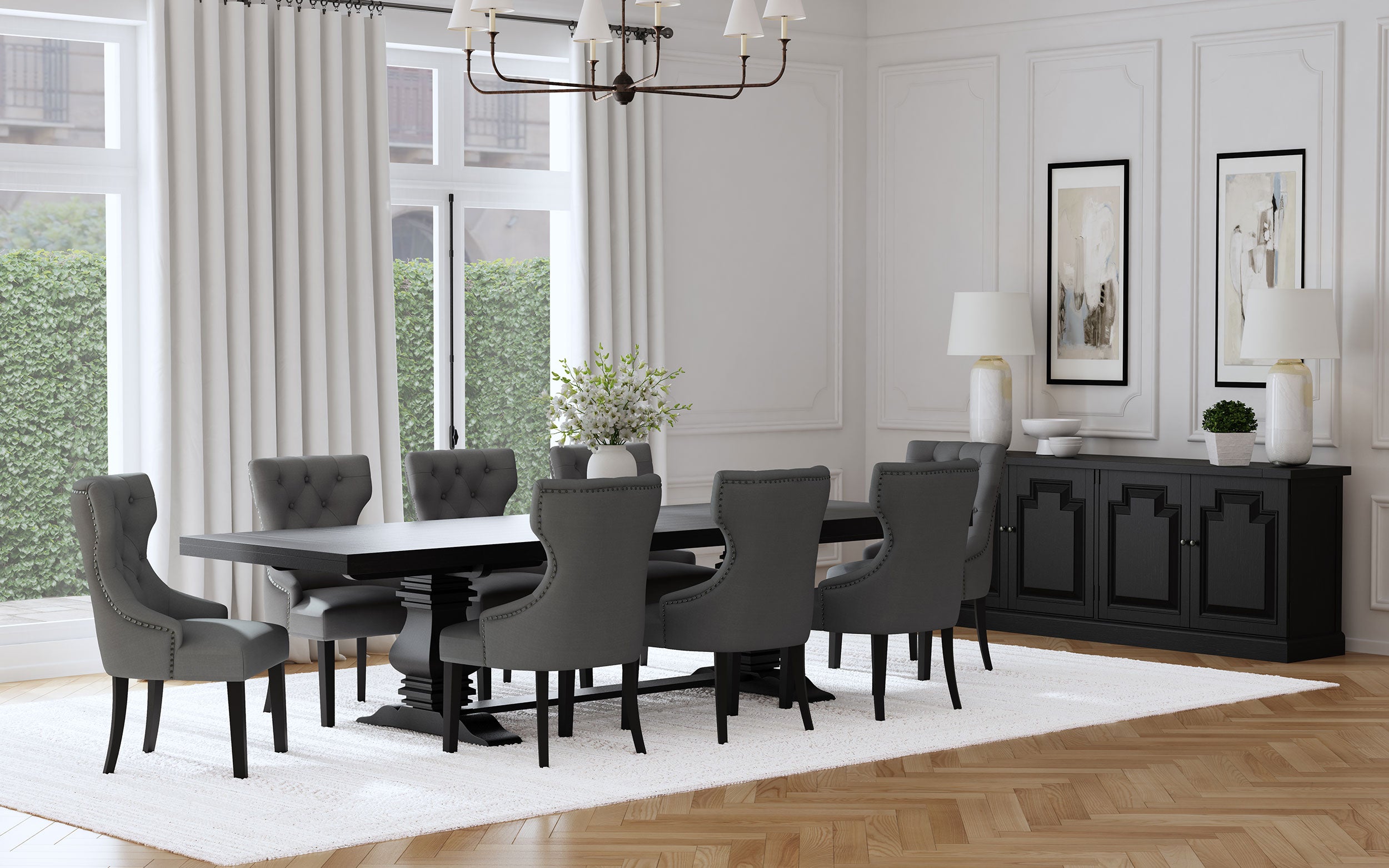 Florence 126-inch Extension Dining Table Distressed Black — view 15