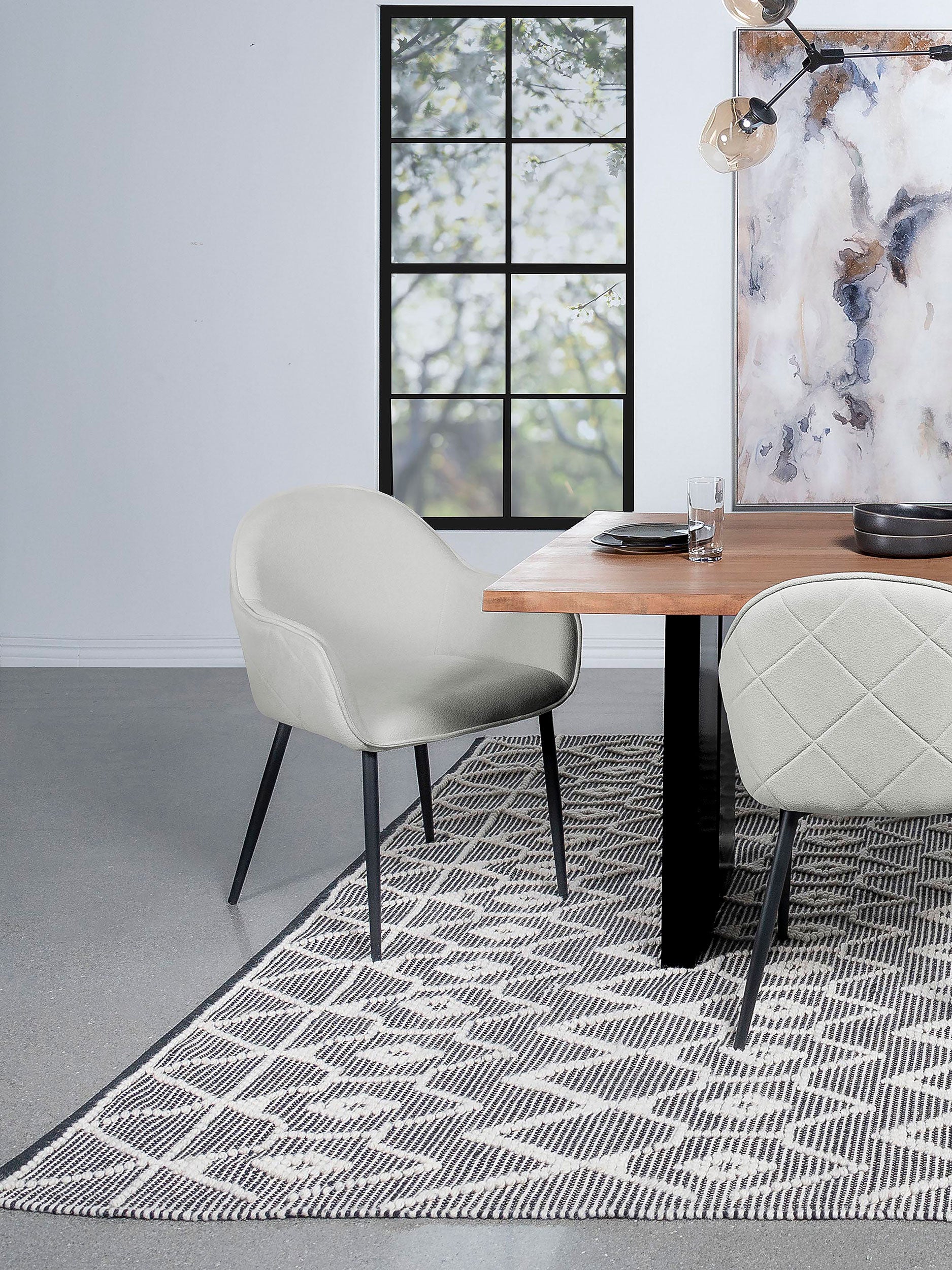 Emma Fabric Upholstered Dining Arm Chair Fog Grey (Set of 2) — view 2