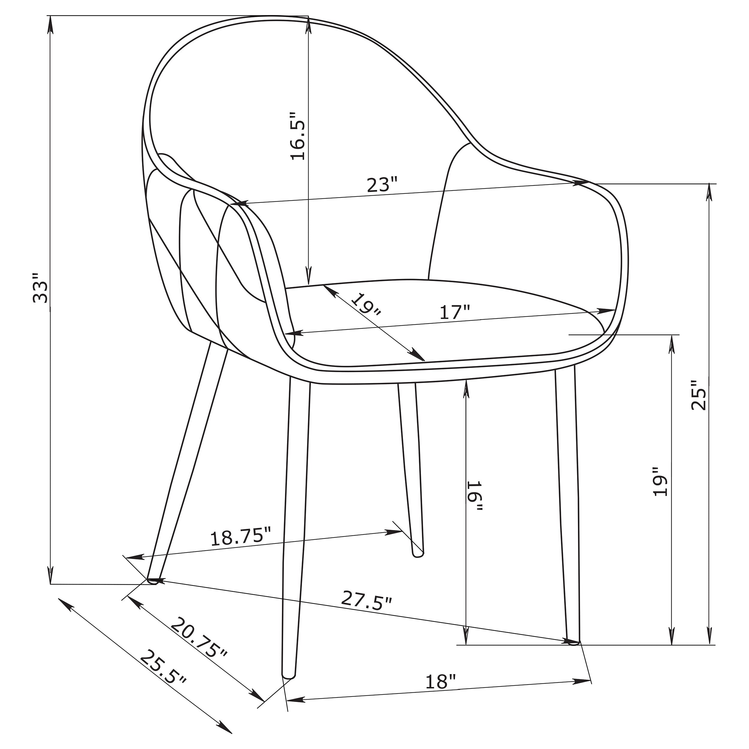 Emma Fabric Upholstered Dining Arm Chair Charcoal (Set of 2) — view 13