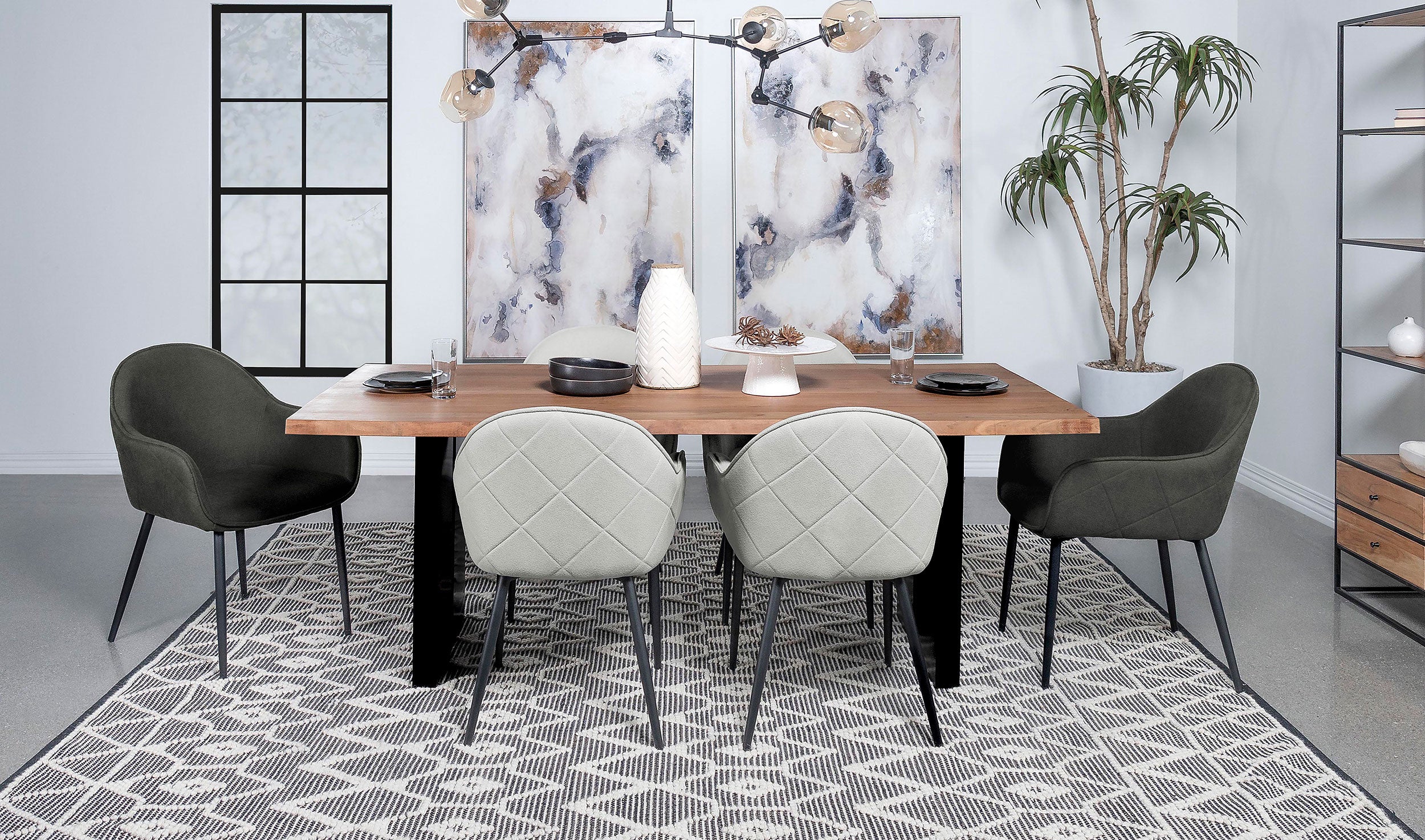 Emma Fabric Upholstered Dining Arm Chair Charcoal (Set of 2) — view 14