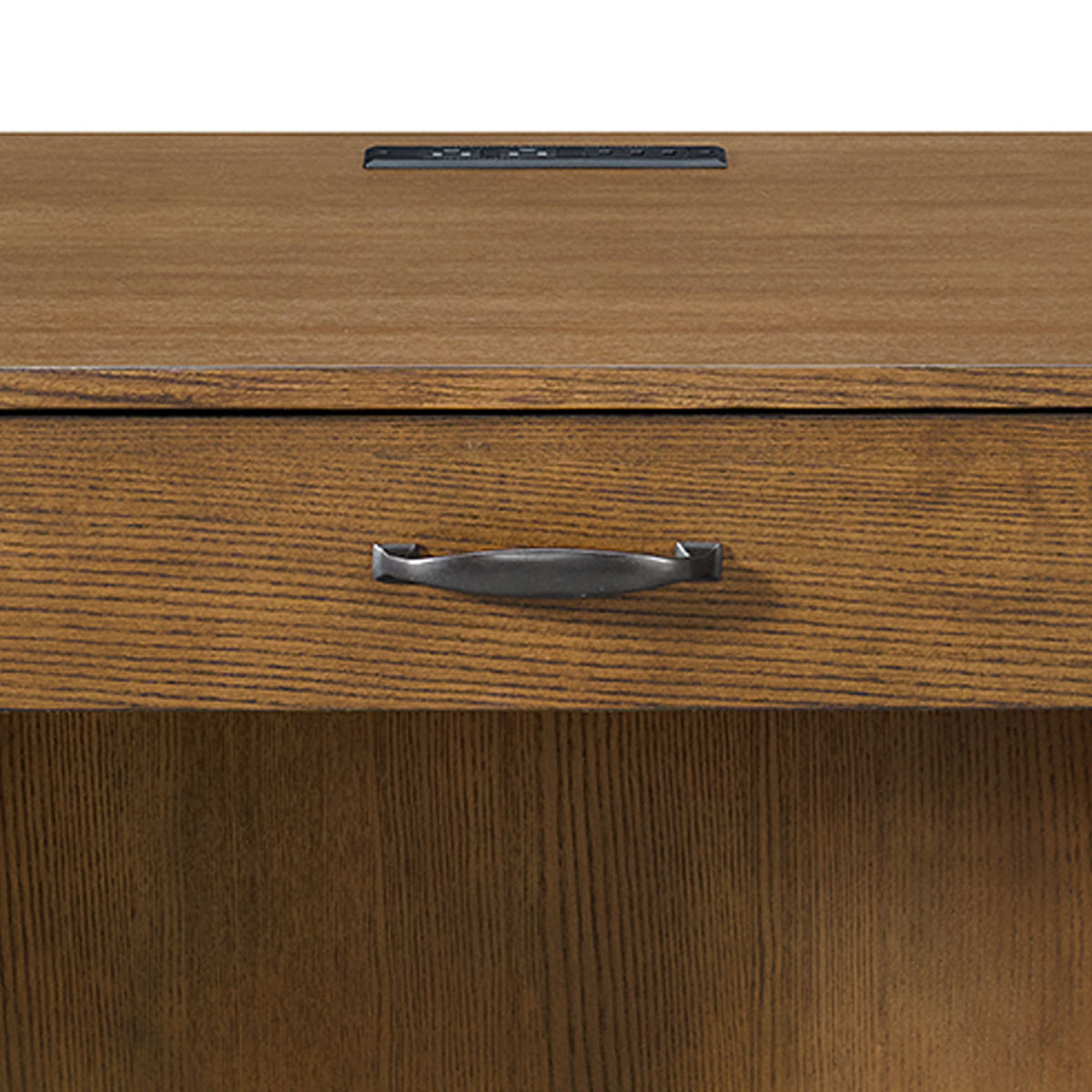 Portico Double Pedestal Desk With Power / USB in Brown Oak by Elements International, view 3