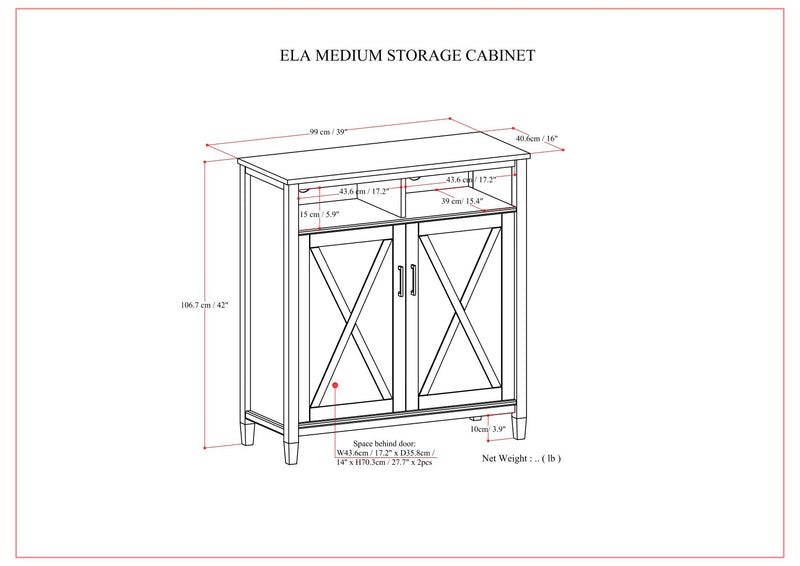 Ela - Medium Storage Cabinet - Smoky Brown
