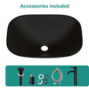 Artistic Tempered Glass Vessel Sink With Faucet And Pop Up Drain - Matte Black